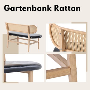 SeedWave Essbank Rattan-Rückenlehnen-Essbank, Restaurant-Freizeitstuhl, Kunstleder-Stoff