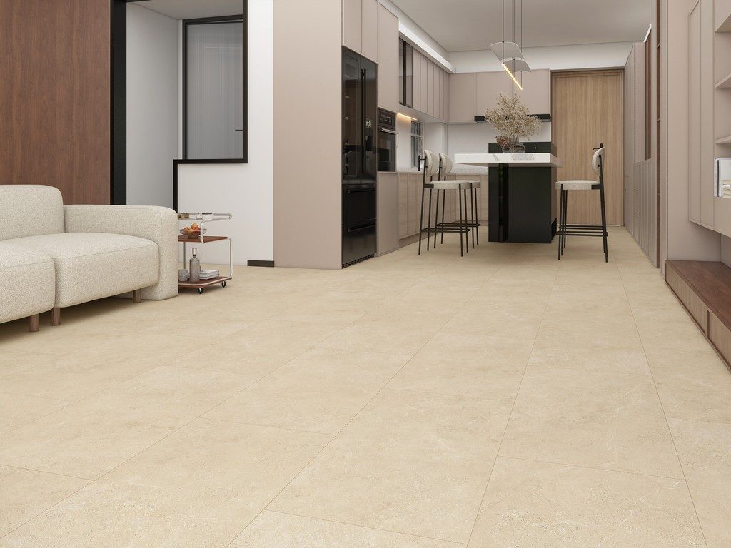 BASICfloor Vinylboden Vinylboden Premium Klickvinyl Travertin Fliese