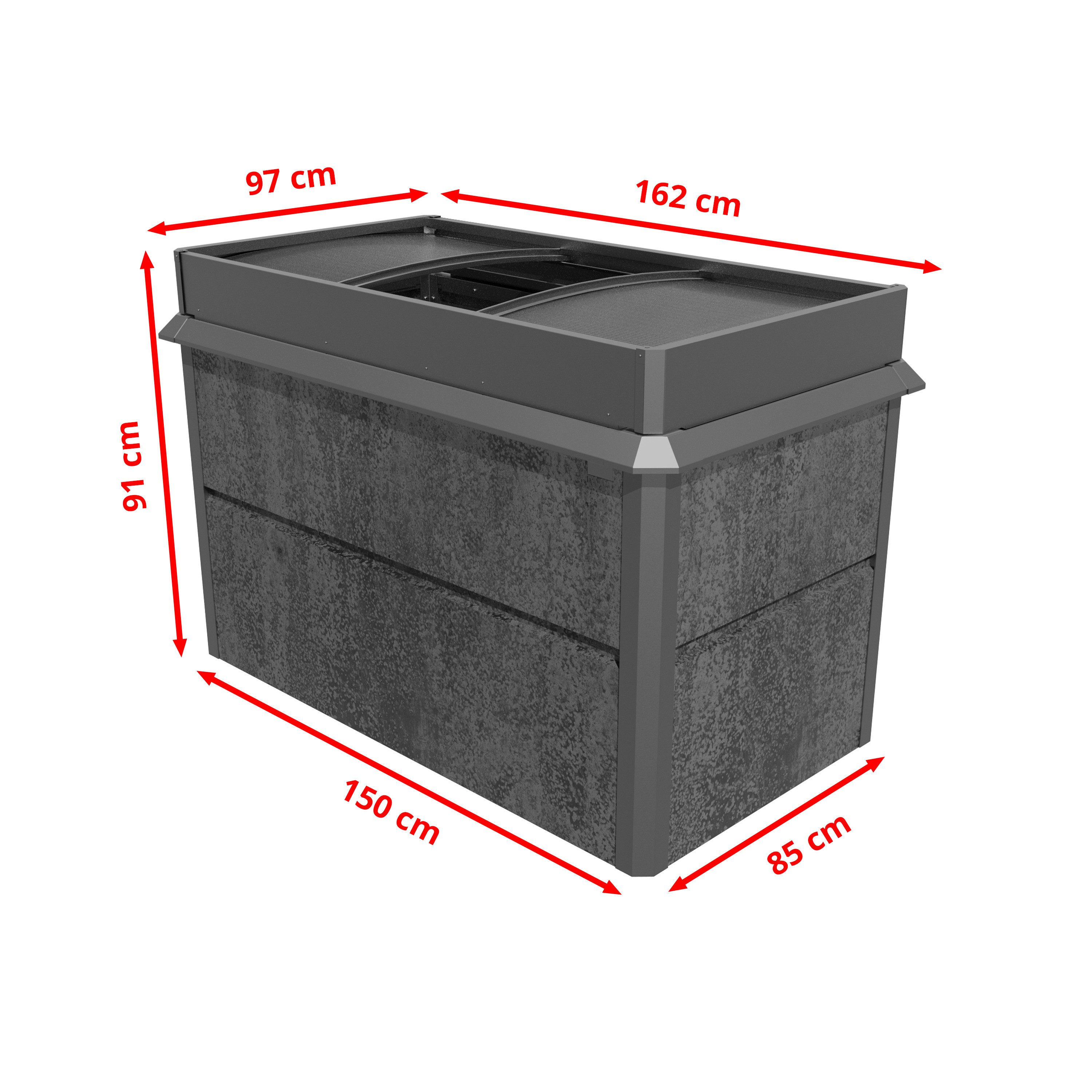 GFP Hochbeet PRIMEYARD 150 x 85 x 77 cm Nele, Rost-Optik Setangebot, Cortenstahl, inkl. Frühbeetaufsatz und Schneckenschutz
