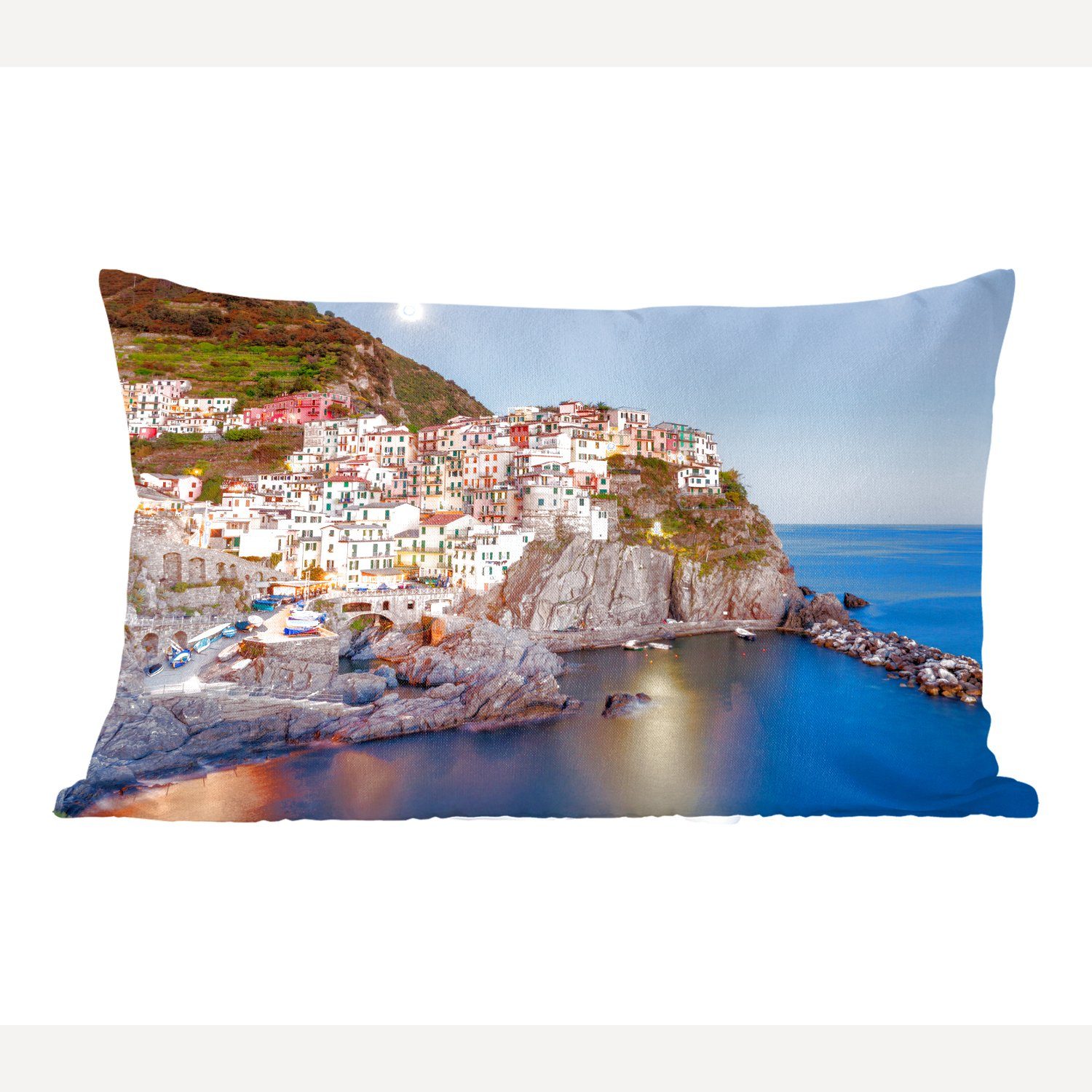 MuchoWow Dekokissen Das bunte Dorf Manarola in den Cinque Terre, Wohzimmer Dekoration, Zierkissen, Dekokissen mit Füllung, Schlafzimmer