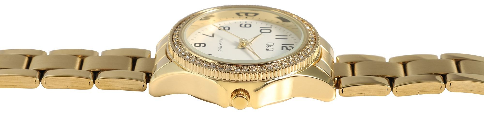 Q&Q Quarzuhr goldfarbig, Mineralglas