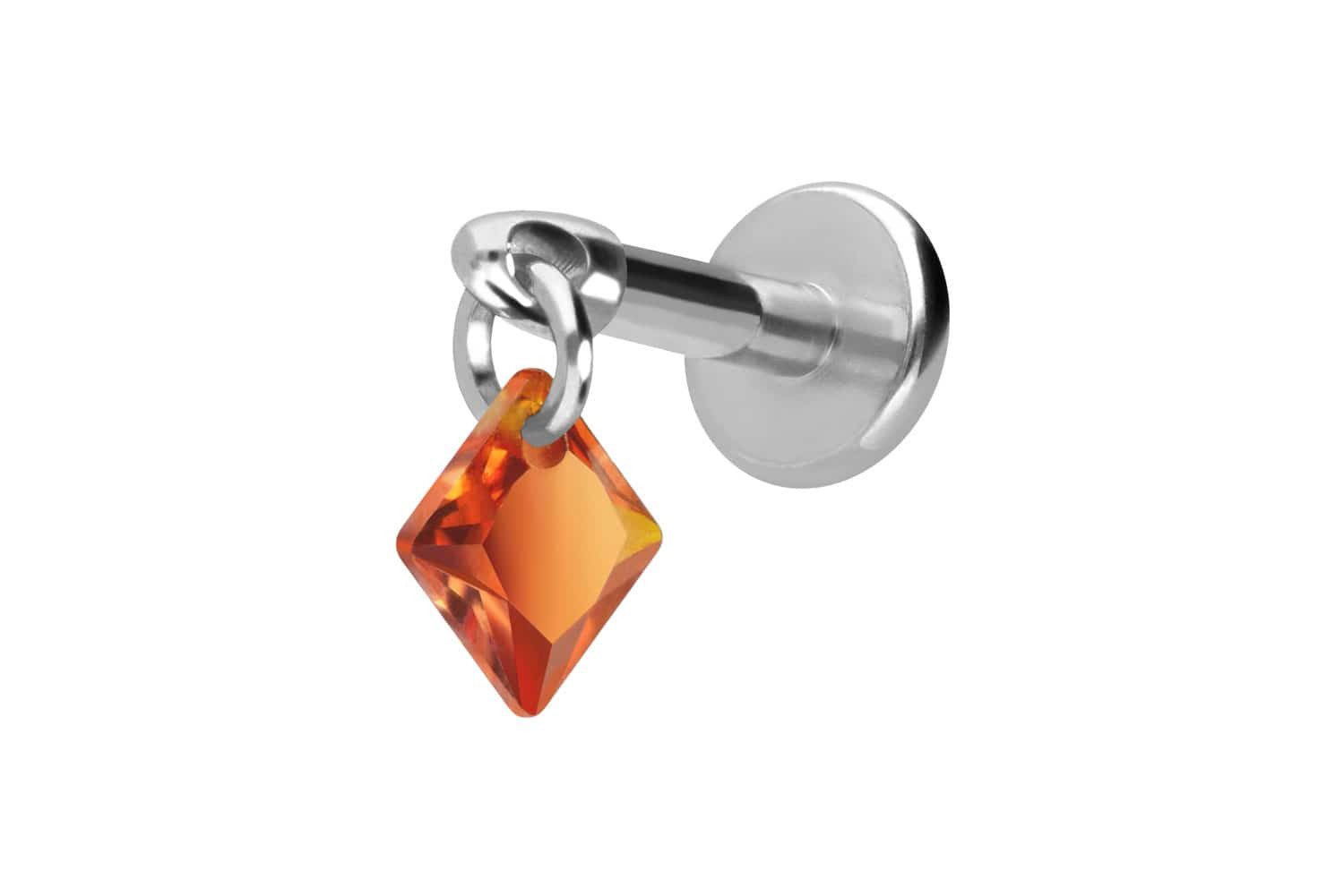 PIERCINGLINE Piercing-Set Titan Labret mit Innengewinde KRISTALLQUADRAT (Labrets, 1-tlg)