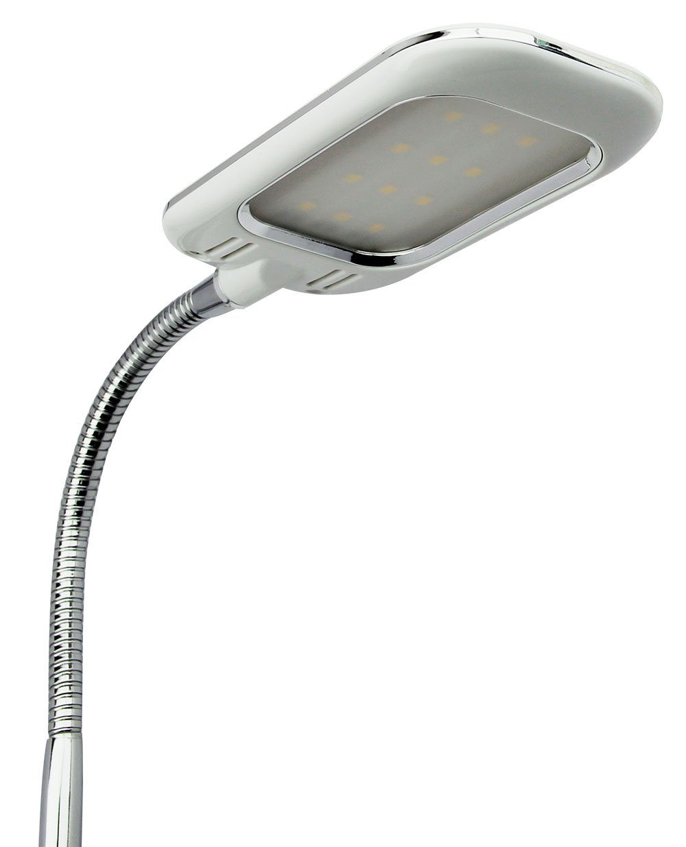 TRANGO LED Klemmleuchte, 6616 LED Klemmleuchte *SUSI* Tischlampe I Leseleuchte I Clip Lampe in Bicolor „Chrom-Weiß“ inkl. 1x 6 Watt LED Modul - 3000K warmweiß, Klemmspot Leselicht I Schreibtischlampe