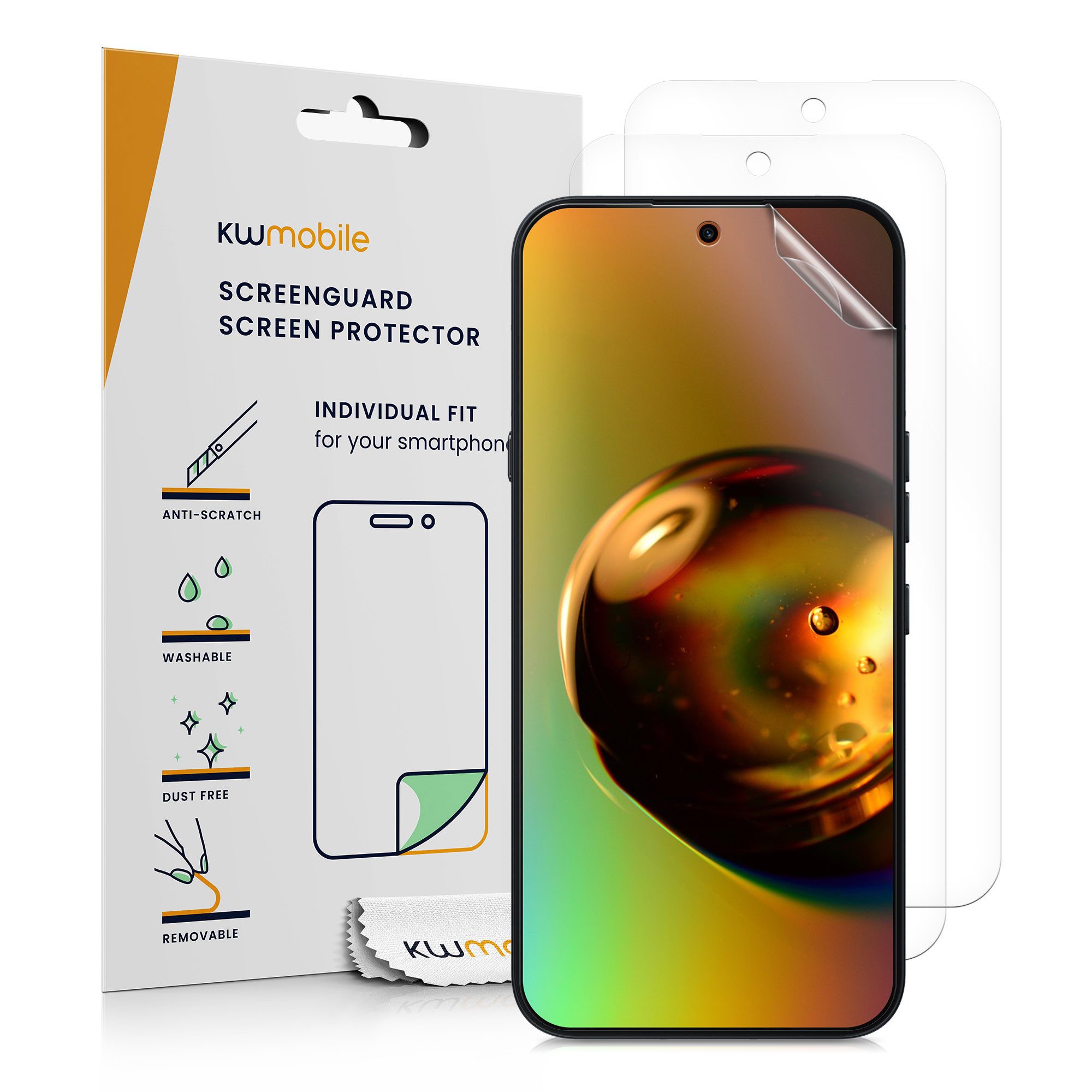 kwmobile Smartphone-Hülle 3x Folie, klare Displayschutzfolie Displayschutz transparent Schutzfolie