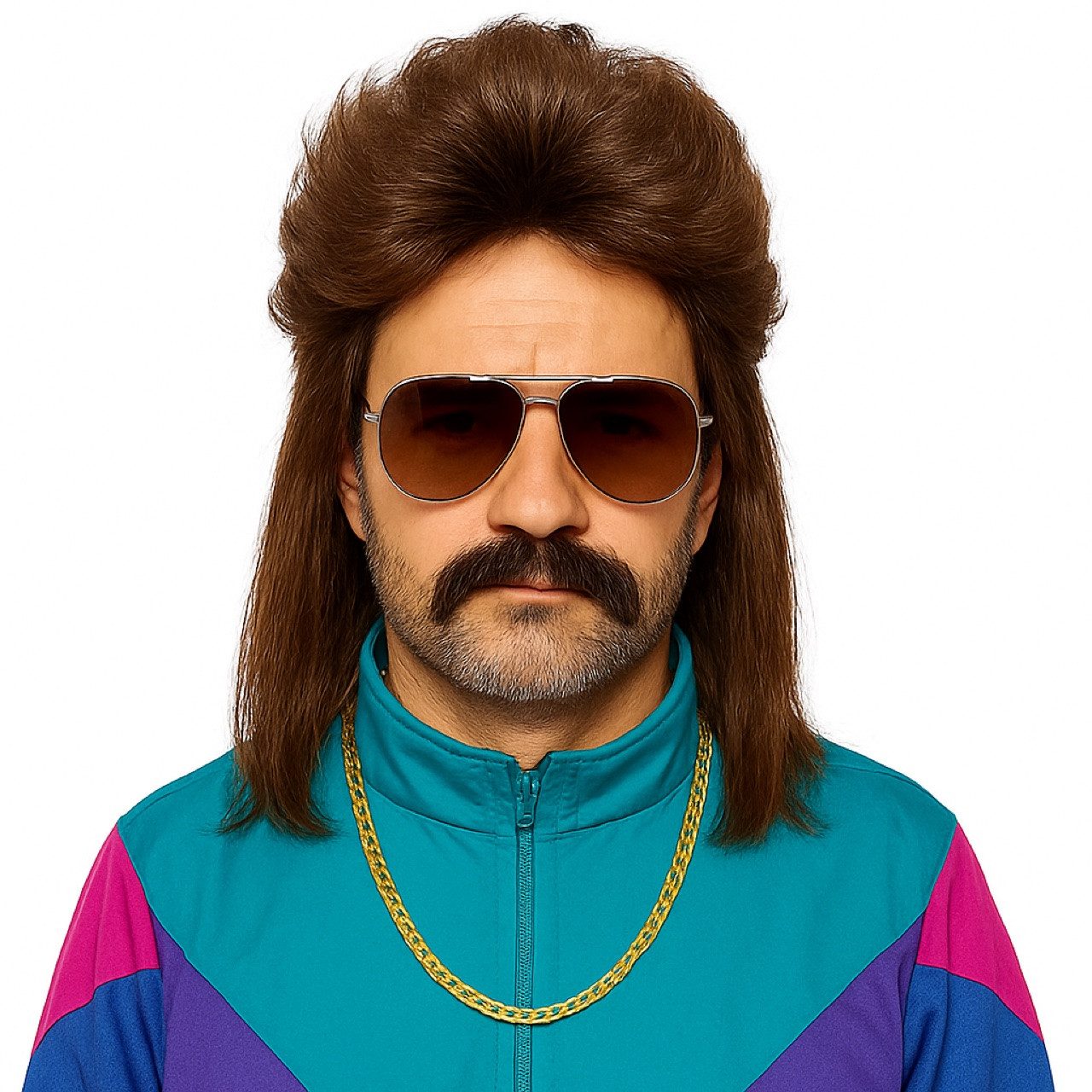 TK Gruppe Kostüm Vokuhila Perücke – 80er-Jahre Kultperücke für Fasching & Karneval