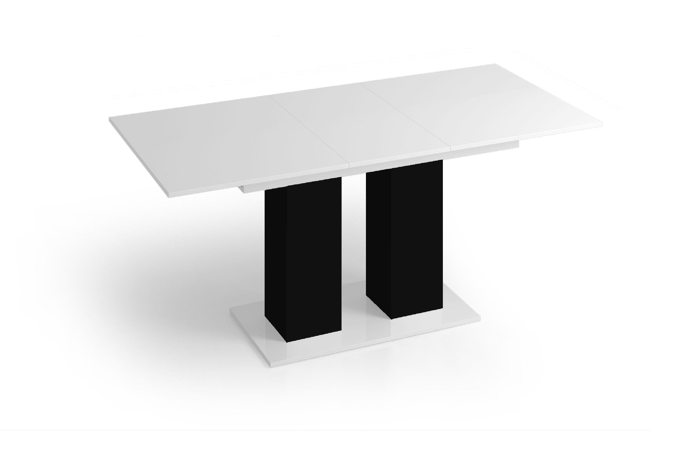 designimpex Esstisch Design DE-1 Weiß Hochglanz - Schwarz matt ausziehbar 130 bis 170