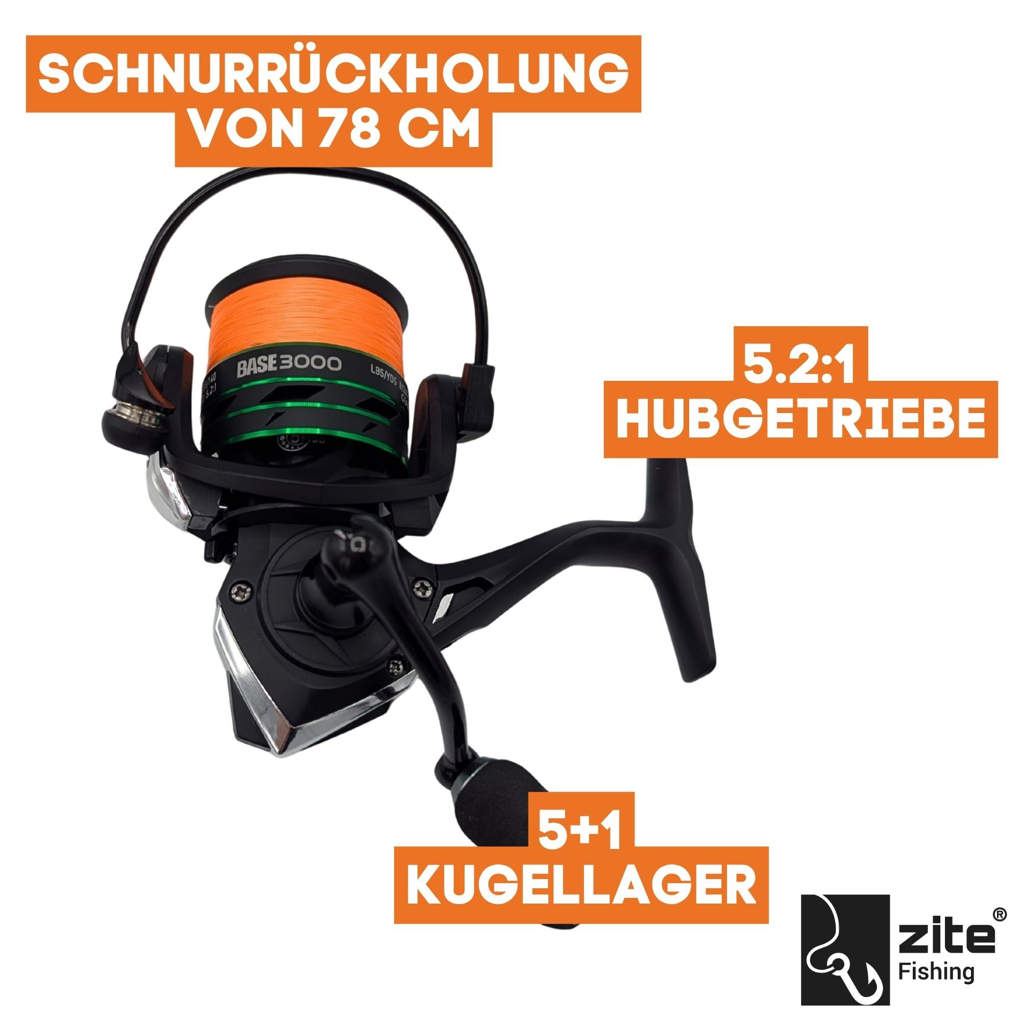 Zite Spinnrute Inzite Base Stick Zander-Set - Angelrute + Angelrolle mit Zubehör