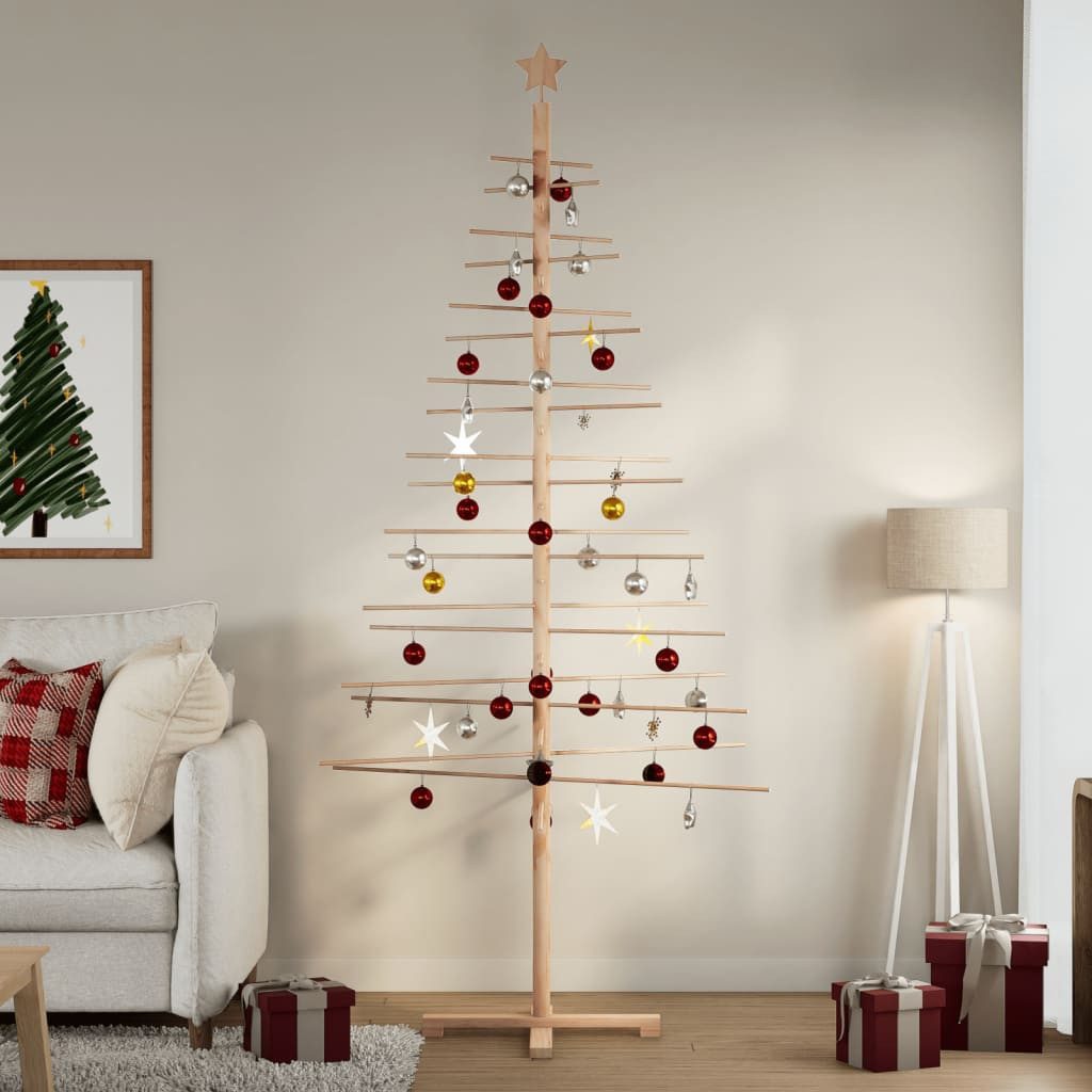 vidaXL Künstlicher Weihnachtsbaum 210 cm Weihnachtsbaum Holz zum Schmücken 210 cm Massivholz Kiefer