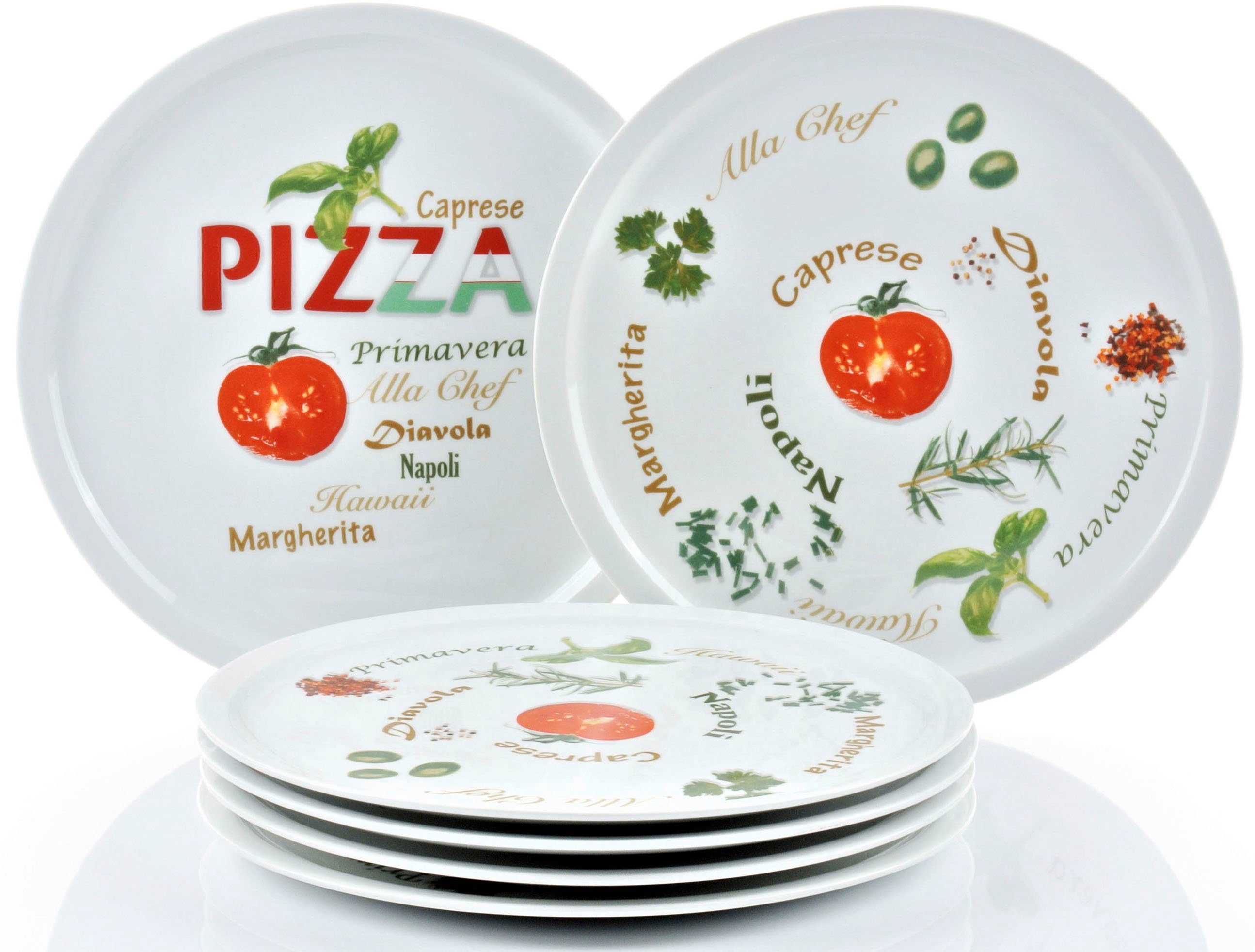 Retsch Arzberg Pizzateller Italia, (6 St), Porzellan, Spülmaschinen- und  mikrowellengeeignet