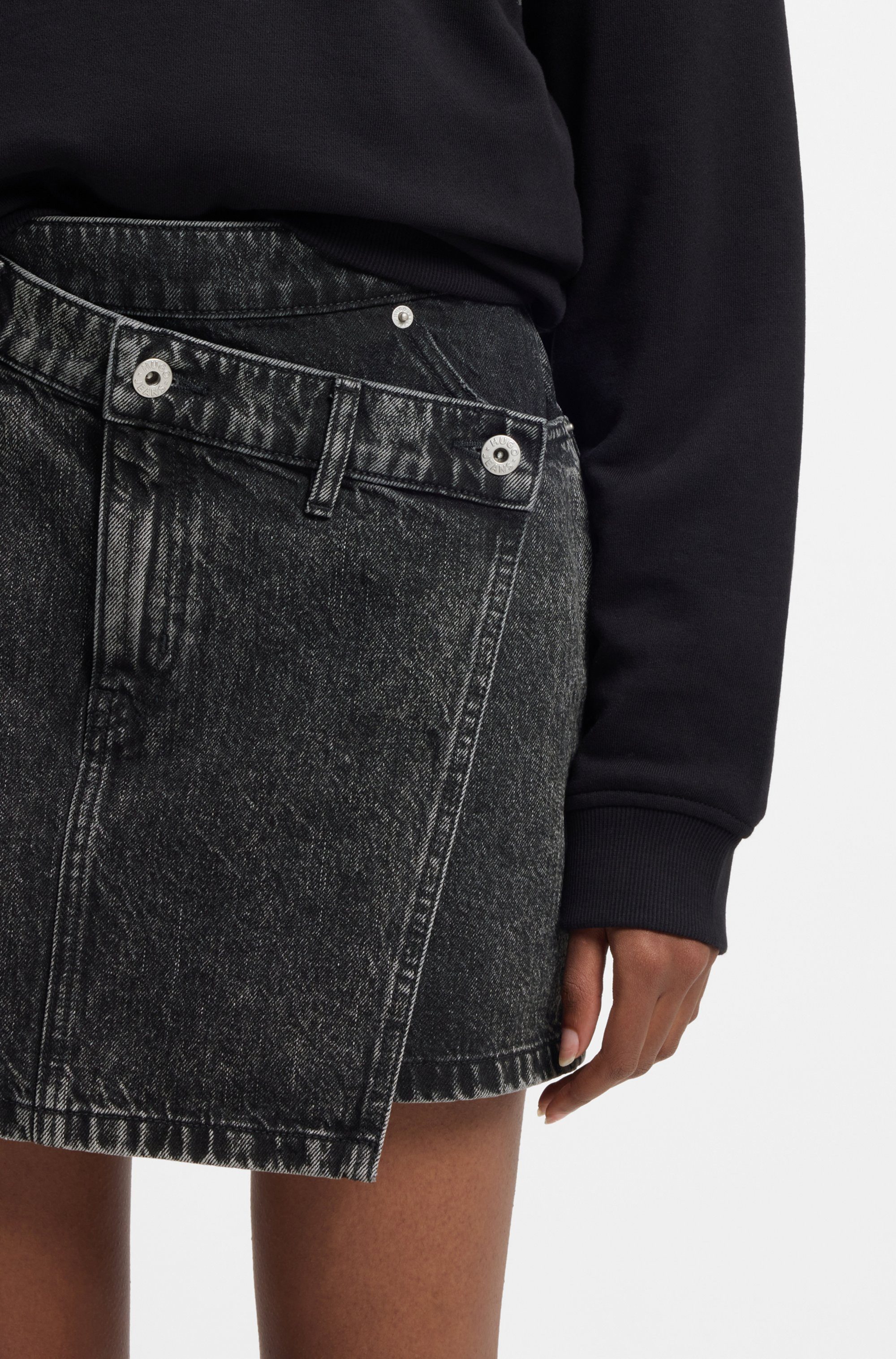 HUGO Blue Jeansrock Galaxy mit asymmetrischem Bund, Mini-Länge günstig online kaufen