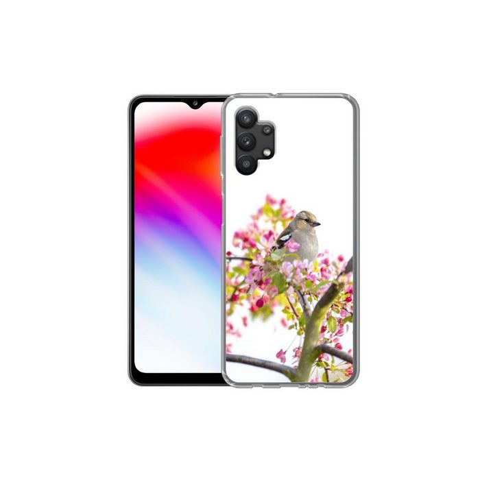 MuchoWow Handyhülle Vogel zwischen rosa Blumen Handyhülle Samsung Galaxy A32 5G Smartphone-Bumper Print Handy ZV10839