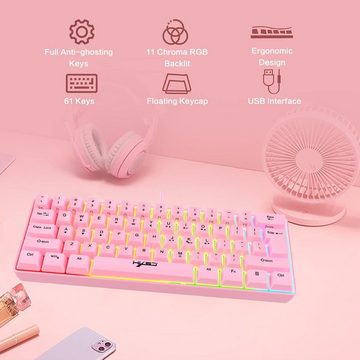 KUIYN RGB-Hintergrundbeleuchtung Tastatur (61-Tasten,Universelle Tragbare Leichtigkeit für Gaming & Produktivität)