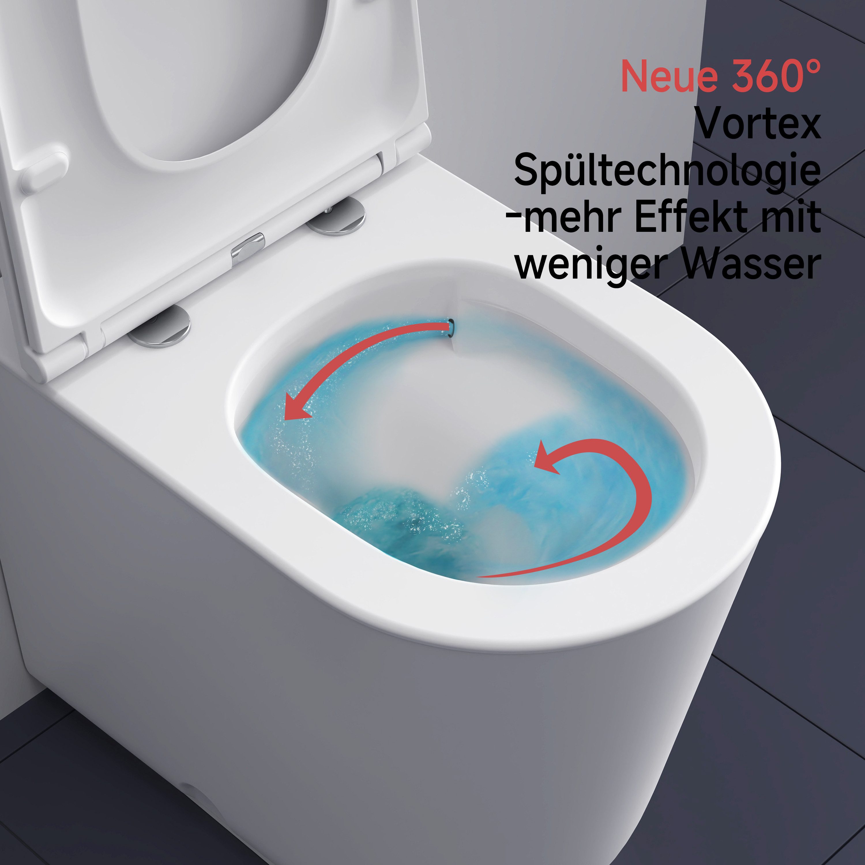 welltime Tiefspül-WC Cascata Design, bodenstehend, Abgang waagerecht, Vortex-Flush – Bild 3 von 5