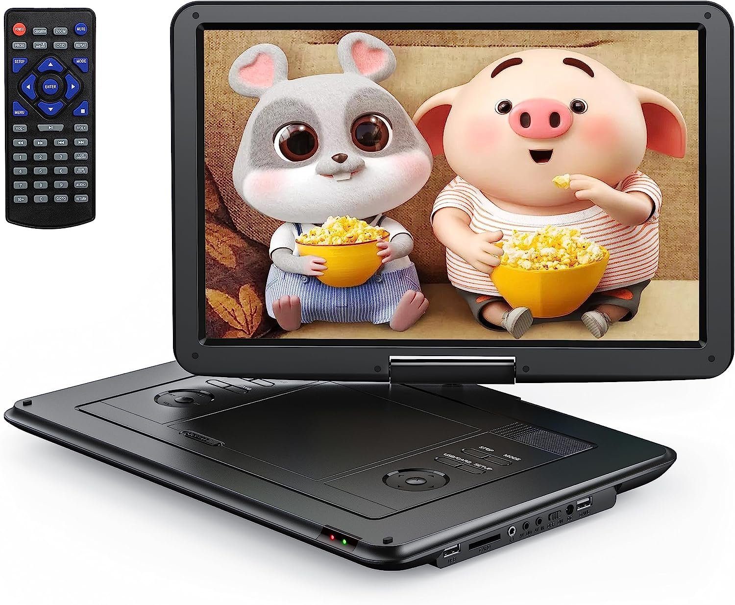 Yoton Portabler DVD-Player (15.5 inch, Haltepunkt-Speicherfunktion, Monitor klapp- & drehbar, USB/SD)