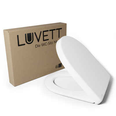 LUVETT WC-Sitz D-Form universal D140 (Inklusive 3 Befestigungsarten), mit Original SoftClose® Absenkautomatik, Duroplast, WrapOver