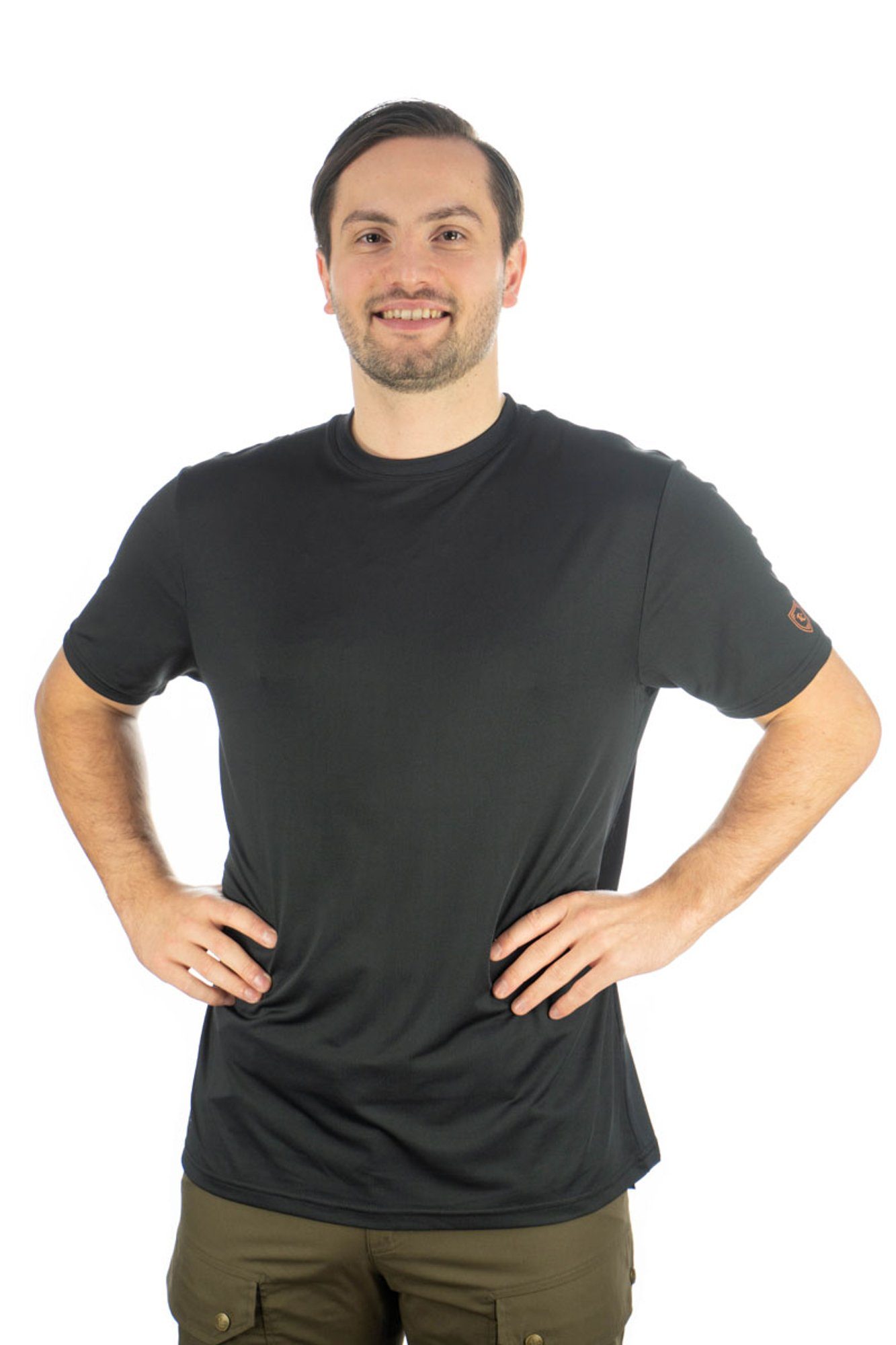 Tom Collins T-Shirt Fahai Kurzarmshirt mit TC-Druck auf dem Ärmel schwarz
