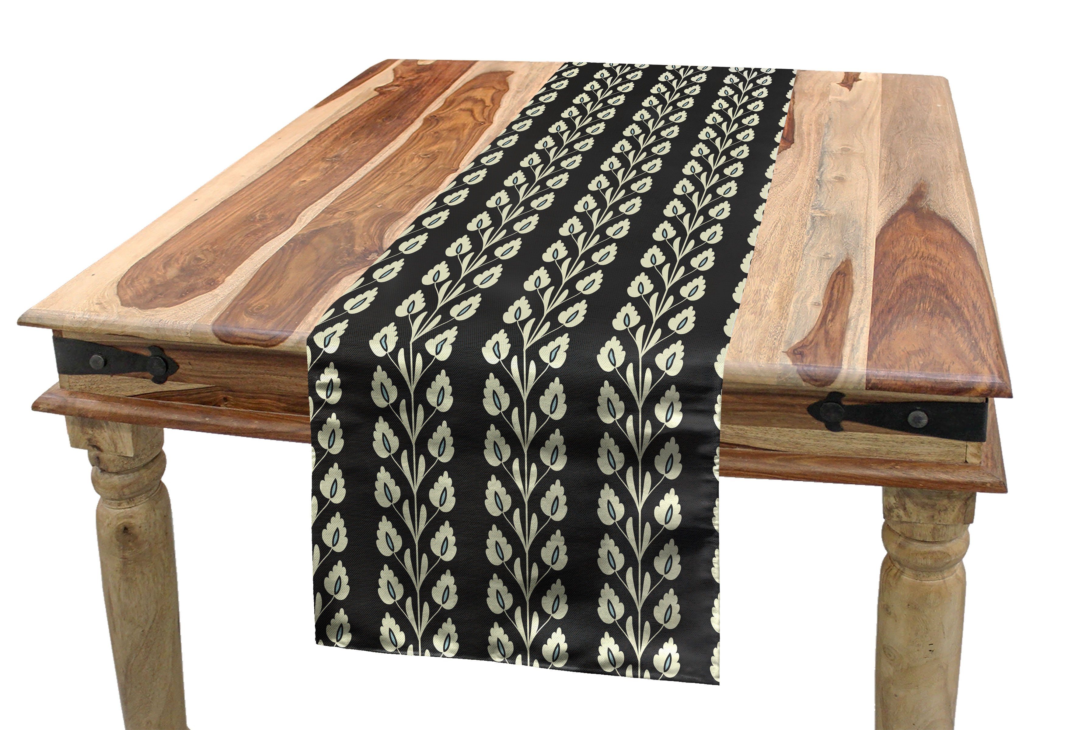 Abakuhaus Tischläufer Wellenförmige Dekorativer Rechteckiger Esszimmer Küche Blatt Vertikale Schwarz-Weiss Tischläufer