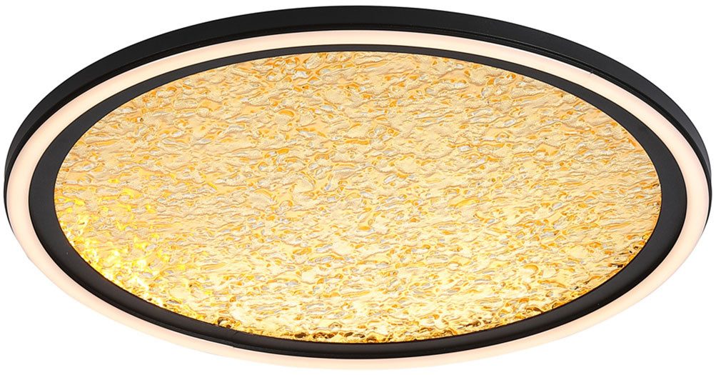 Searchlight Deckenleuchte Luna LED Flush, Sand Black Metal & Gold Plastic Diffuser, LED fest integriert, Warmweiß