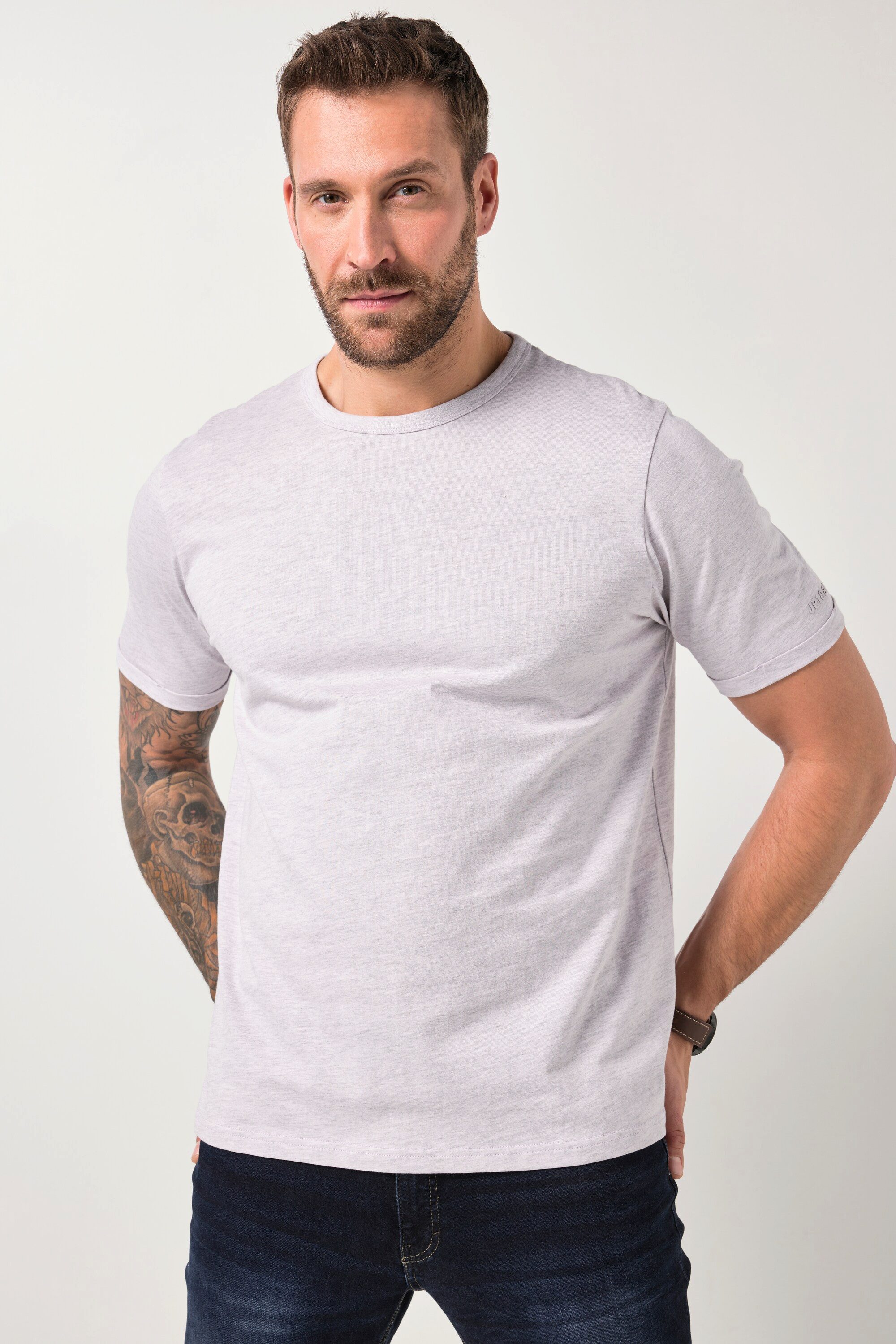 T-Shirt T-Shirt Halbarm Melange-Jersey bis 8 XL