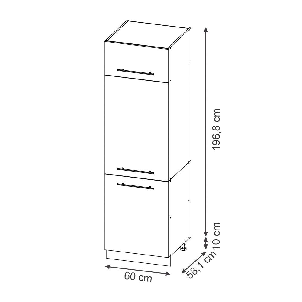 Vicco Kühlumbauschrank Fame-Line, GrauBeige/Goldkraft Eiche, 60 cm (1-St)