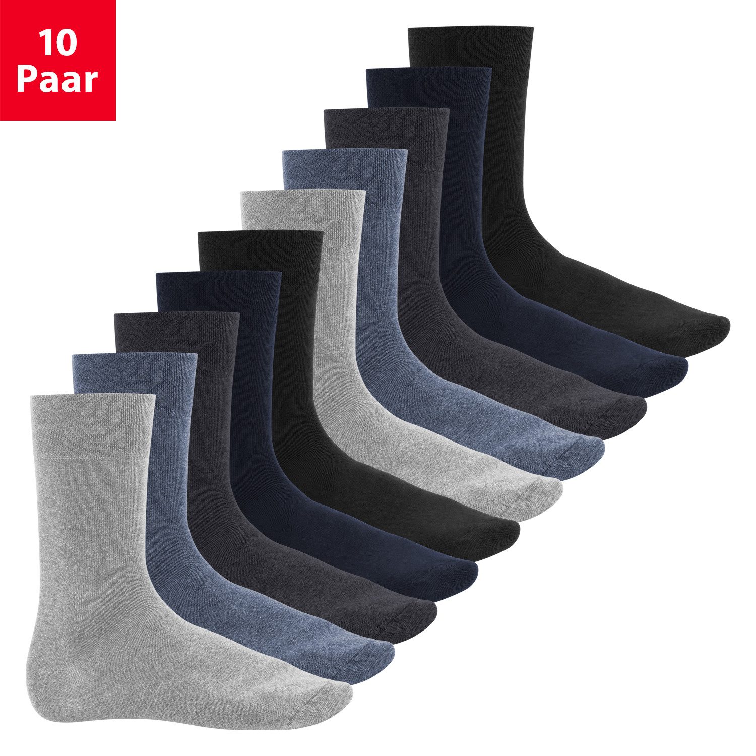 Footstar Basicsocken 10 Paar Baumwollsocken Handgekettelte flache Spitze. € 19,95