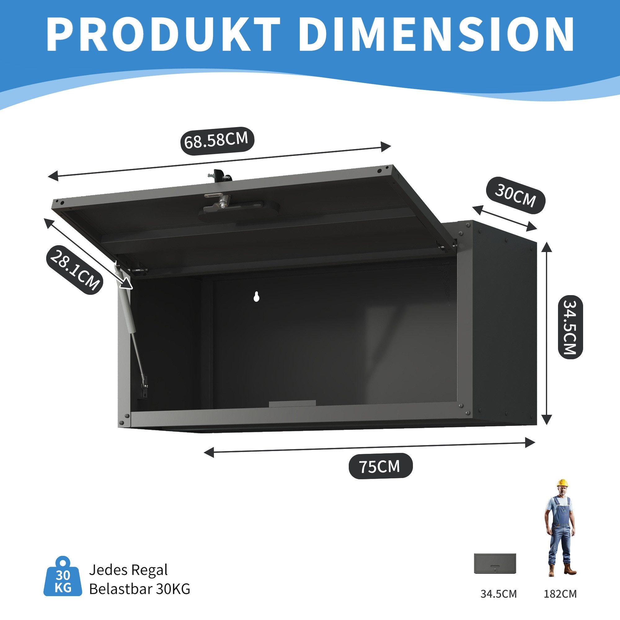 bizoemade Wandhängeschrank Metall-Wandschrank, klappbare Tür, abschließbar, günstig online kaufen