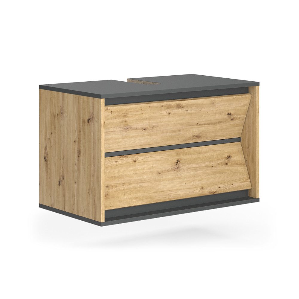 Vicco Waschbeckenunterschrank Edelin, Anthrazit/Artisan, 80 x 50 cm mit 2 Schubladen (1-St)