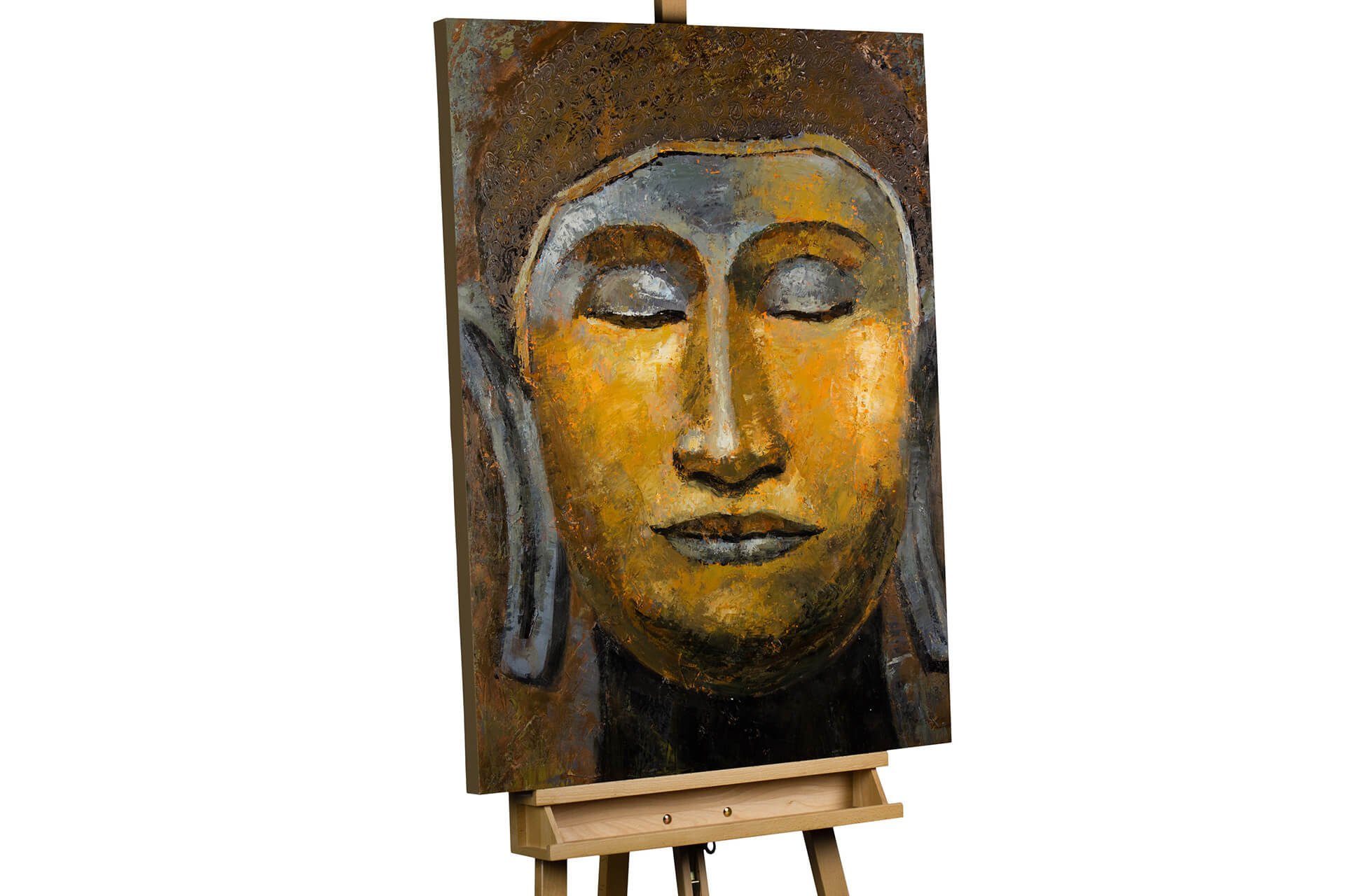 KUNSTLOFT Gemälde Inneres Zen 75x100 cm, Leinwandbild 100% HANDGEMALT Wandbild Wohnzimmer