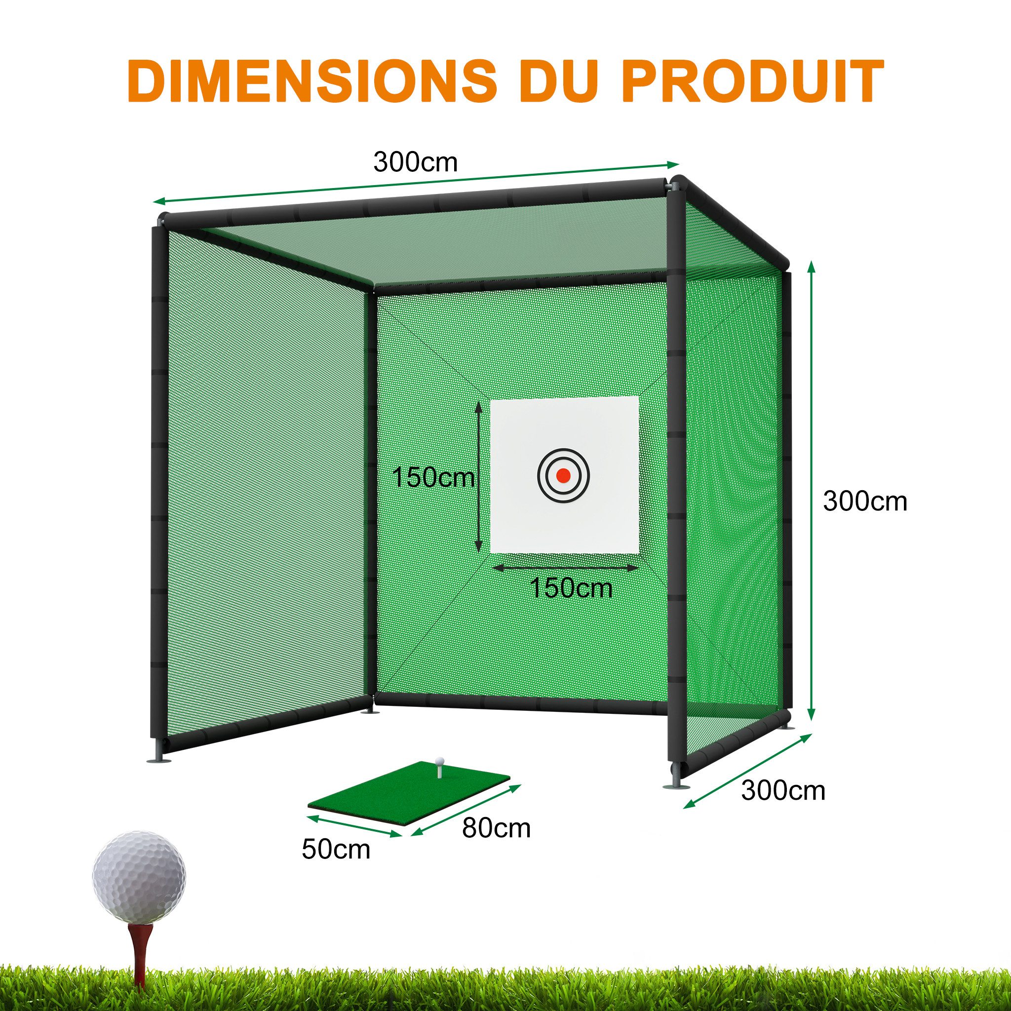 GIHAUVIA Golfnetz Sport Golfkäfig Zielnetz, Reißfeste Netzkonstruktion, Golfmatte.