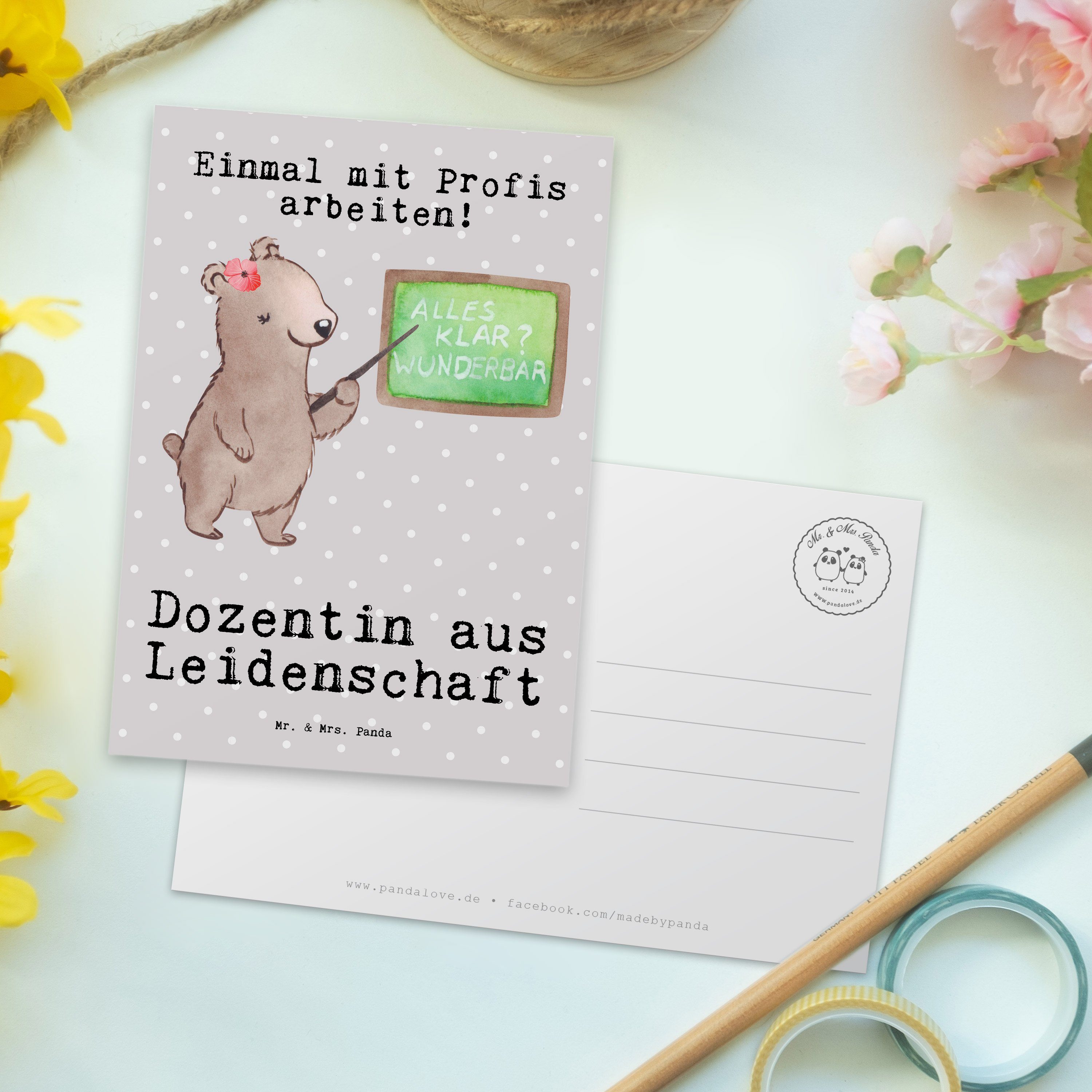 Grau Schenken, Mrs. Leidenschaft Mr. Pastell Akadem - & Panda aus Dozentin Postkarte - Geschenk,
