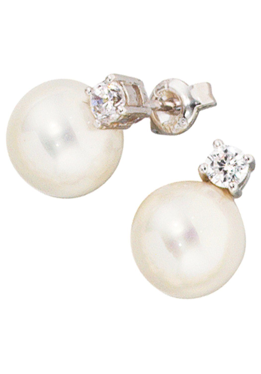 JOBO Perlenohrringe, 925 Silber mit synthetischen Perlen und Zirkonia günstig online kaufen