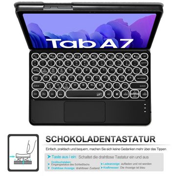 IVSO Beleuchtete Touchpad Tastatur Hülle für Samsung Galaxy Tab A7 10.4 2020, [Type-C QWERTZ Deutsches],« Tablet-Tastatur (Samsung Galaxy Tab A7 T505/T500/T507 10.4) Tastatur Hülle, Schutzhülle mit Abnehmbar Tastatur Tablet-Tastatur