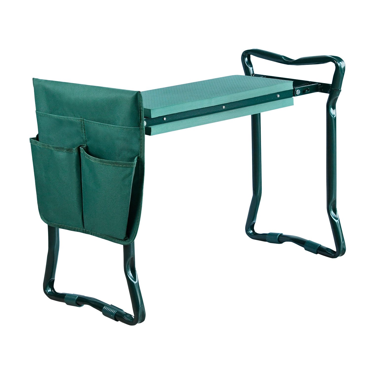 FIVMEN Kniebank Arbeitshocker mit Kniekissen Gartenarbeit Hocker Kniehilfe bis 150 kg, EVA-Schaumstoff Stahl mit Werkzeugtaschen Krallen, 58 x 28 x 49 cm
