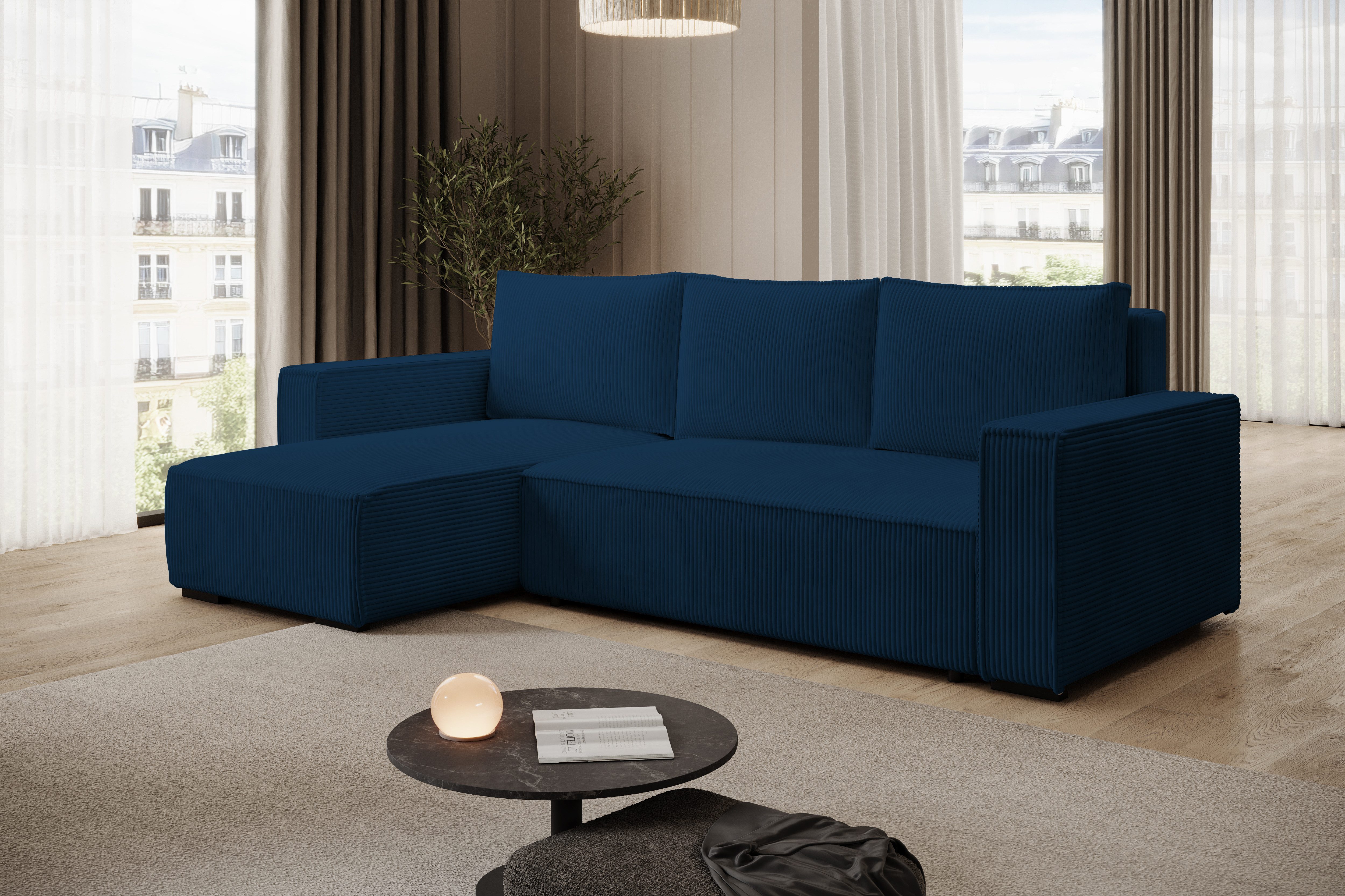 storez24 Ecksofa Letto, mit Bettkasten und Schlaffunktion, Cordstoff, L-Form, bequem