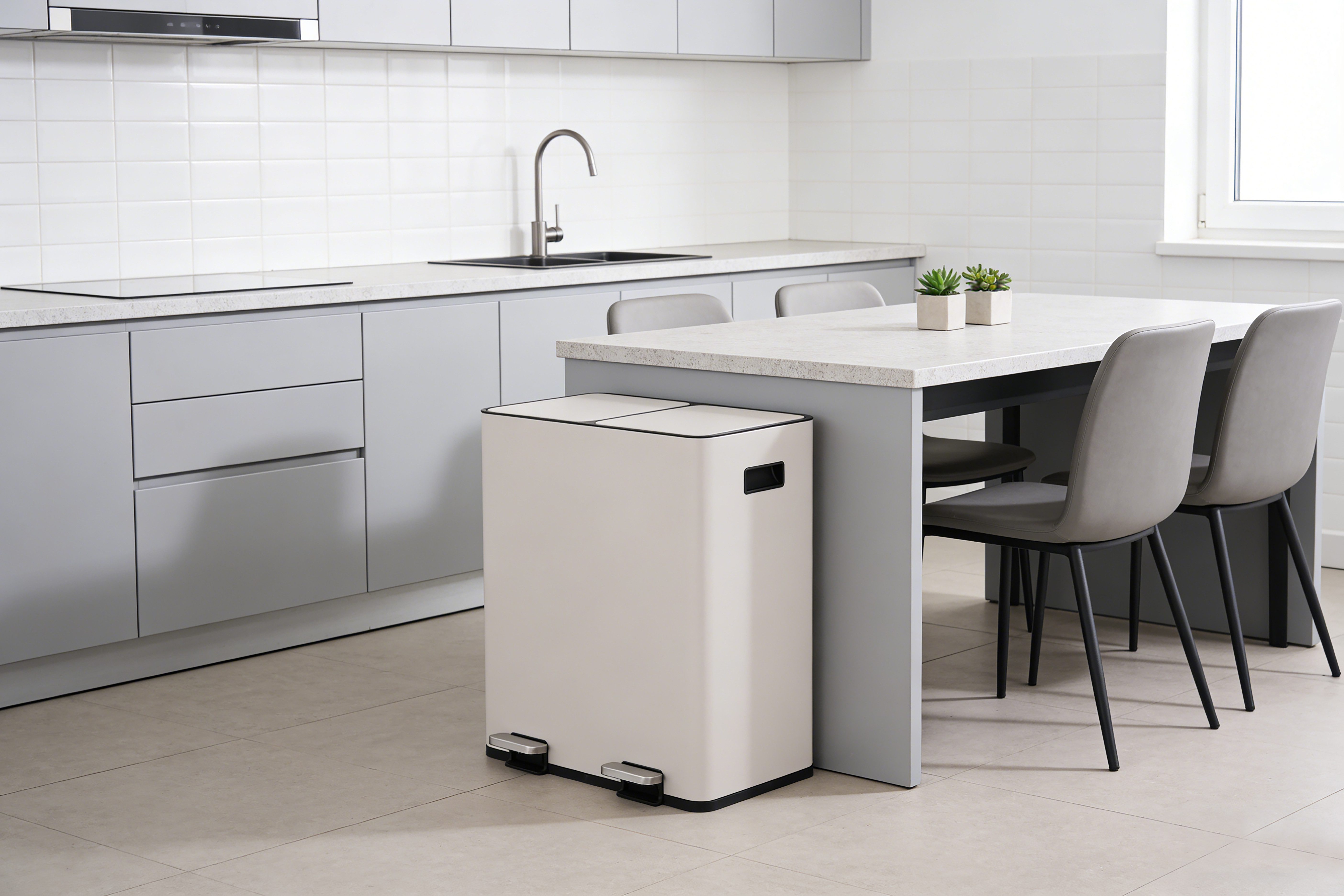 OTTO home Mülleimer Garrin, Soft Close, m. 2 Fächern, Fassungsvermögen 2x15 L bzw. 2x30 L, Mülltrennsystem mit 2 separaten Innenbehältern und Fußtrittpedalen