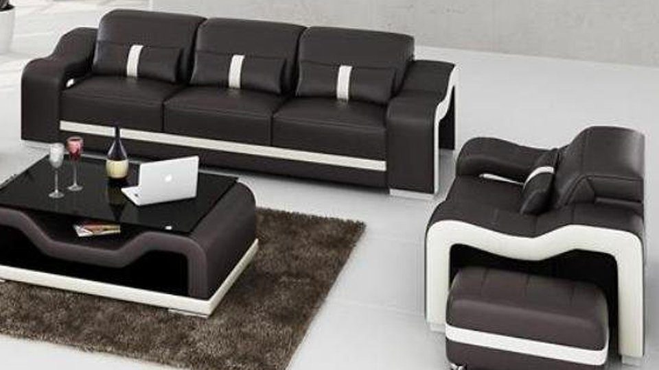 JVmoebel Sofa Made Polstermöbel Designer 3+1 in Europe Neu, Sitzer Sofagarnitur schwarze Couch