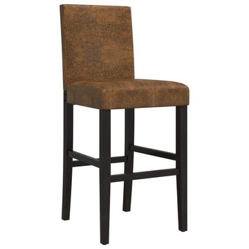 vidaXL Stuhl Barstühle 2 Stk Massivholz Gummibaum und Stoff