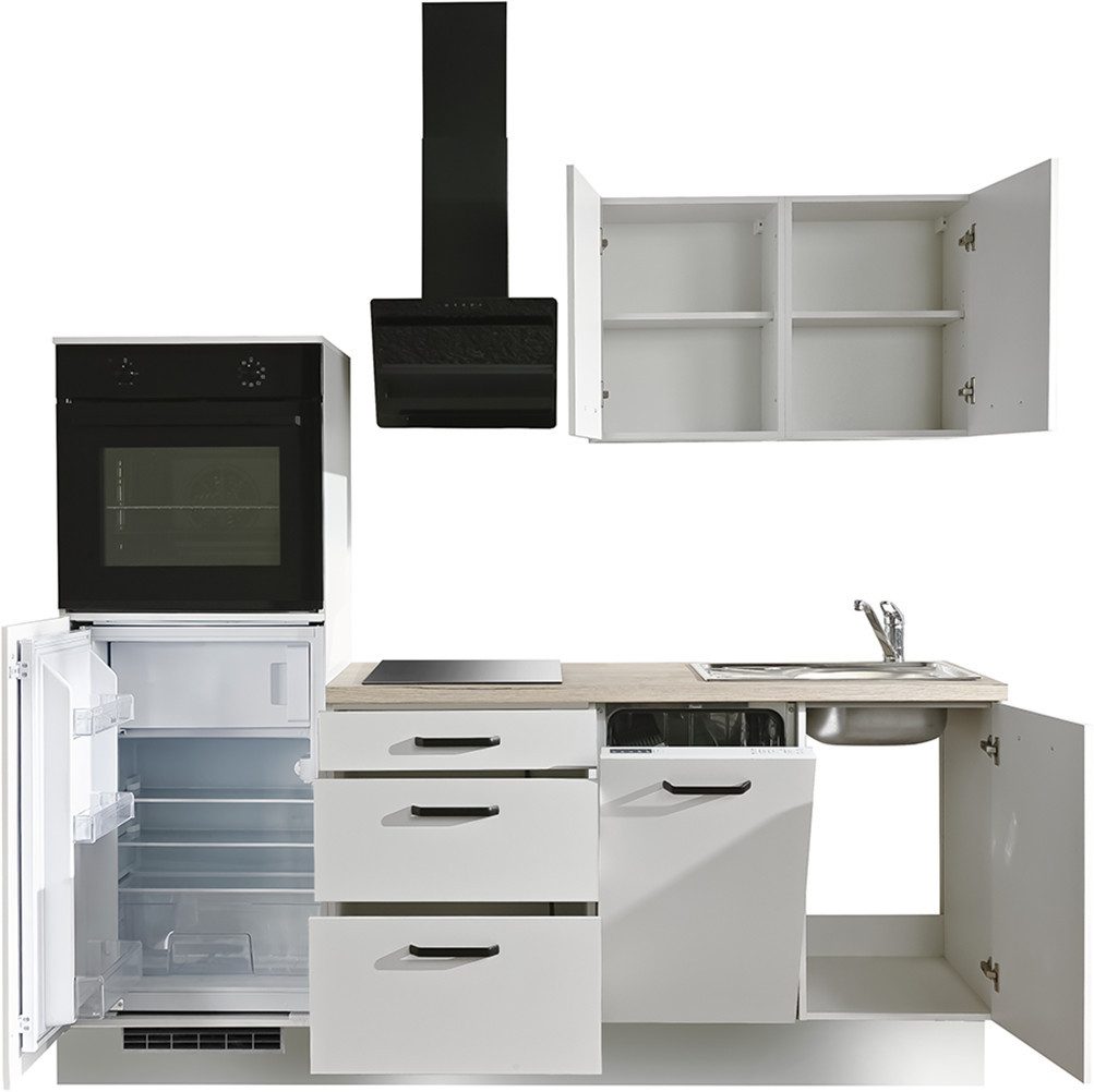 wiho Küchen Küchenzeile Compact, Breite 210cm, wahlweise mit Geräten (mit Kühlschrank)