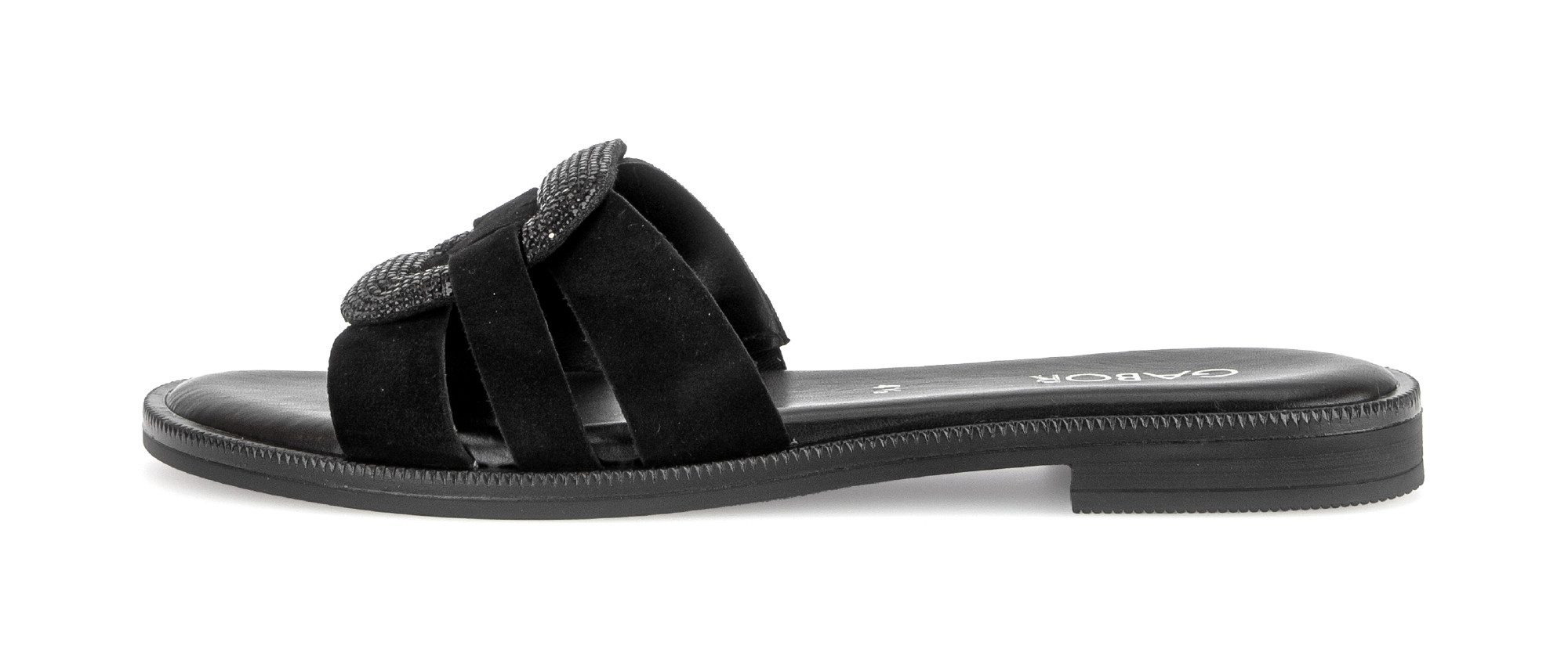 Gabor Pantolette Blockabsatz, Sommerschuh, Schlupfschuh, Zierspange mit Schmucksteinen