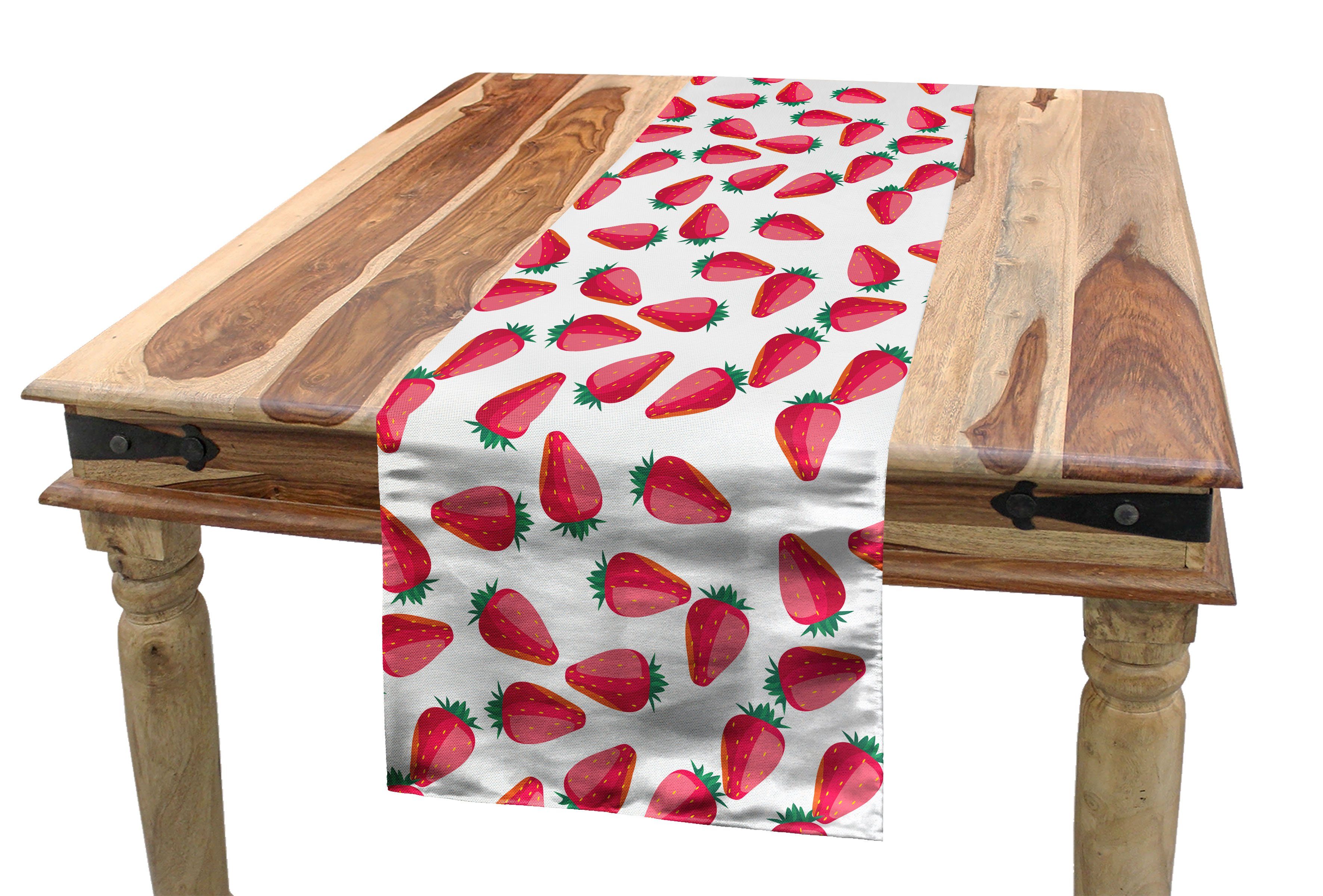 Abakuhaus Tischläufer Esszimmer Küche Rechteckiger Dekorativer Tischläufer, Erdbeere Cartoonish Reife Früchte
