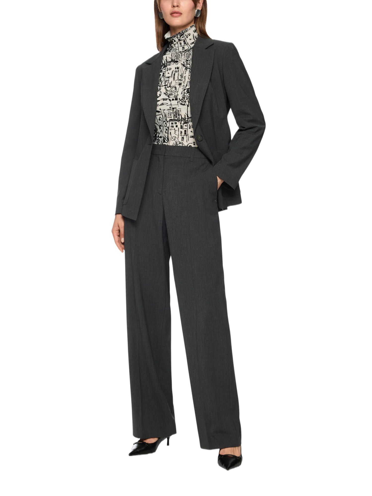 Marc Cain Stoffhose ZC.2 - D - City Tour grau, Casual, Viskose, Unifarben, Wide Leg, Hoch