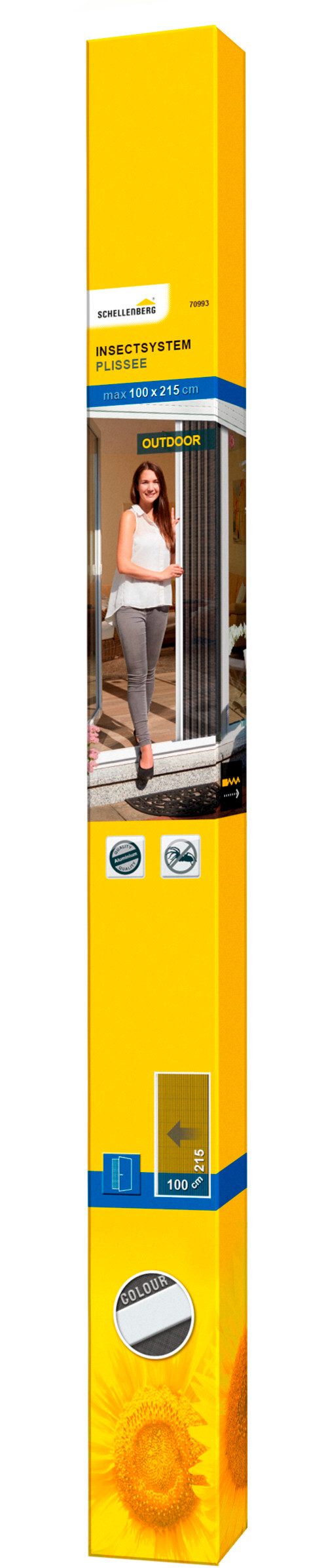 Insektenschutzrollo für Balkontüren und Terrassentüren in weiß und anthrazit, SCHELLENBERG, Insektenschutz mit Rahmen zum Auf- und Zuschieben, 100 x 215 cm