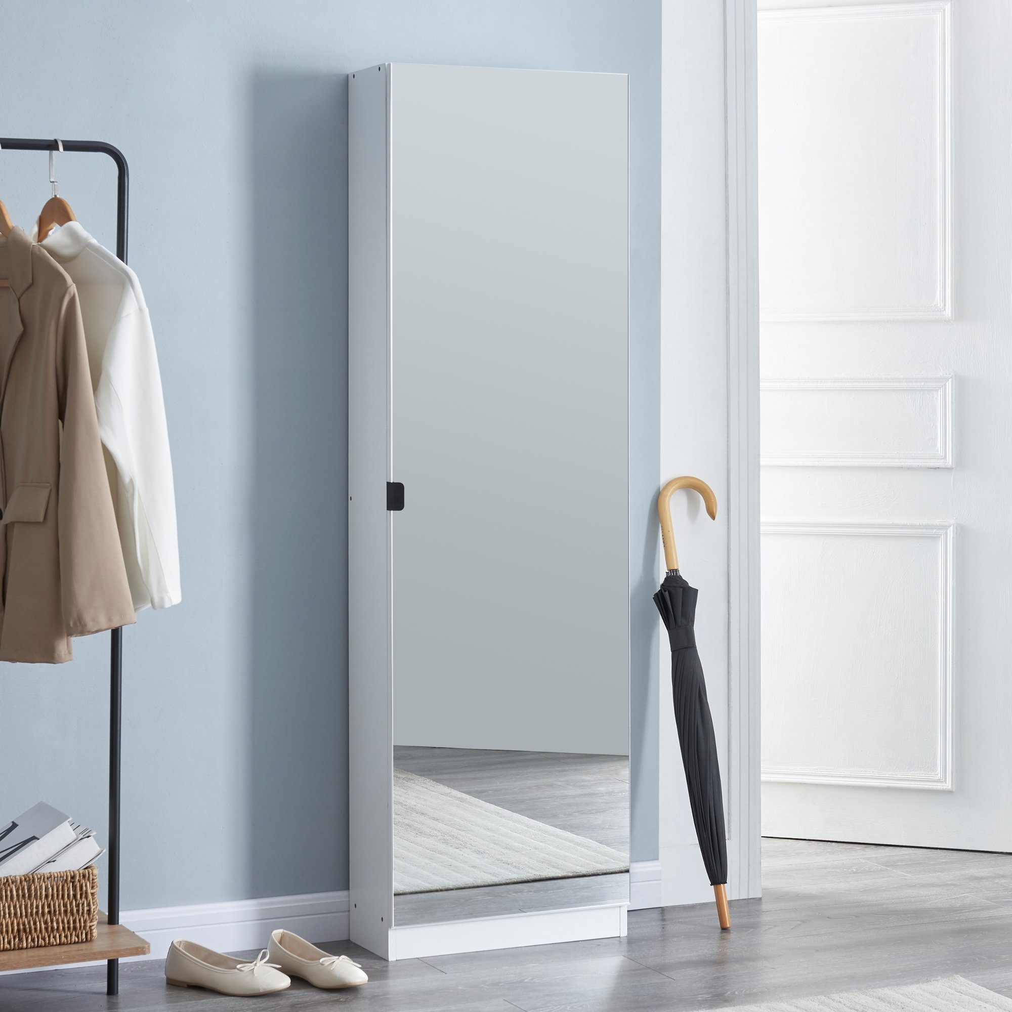 en.casa Schuhschrank »Meura« mit Schuhtaschen im Schrankinnern 160x48x20cm günstig online kaufen