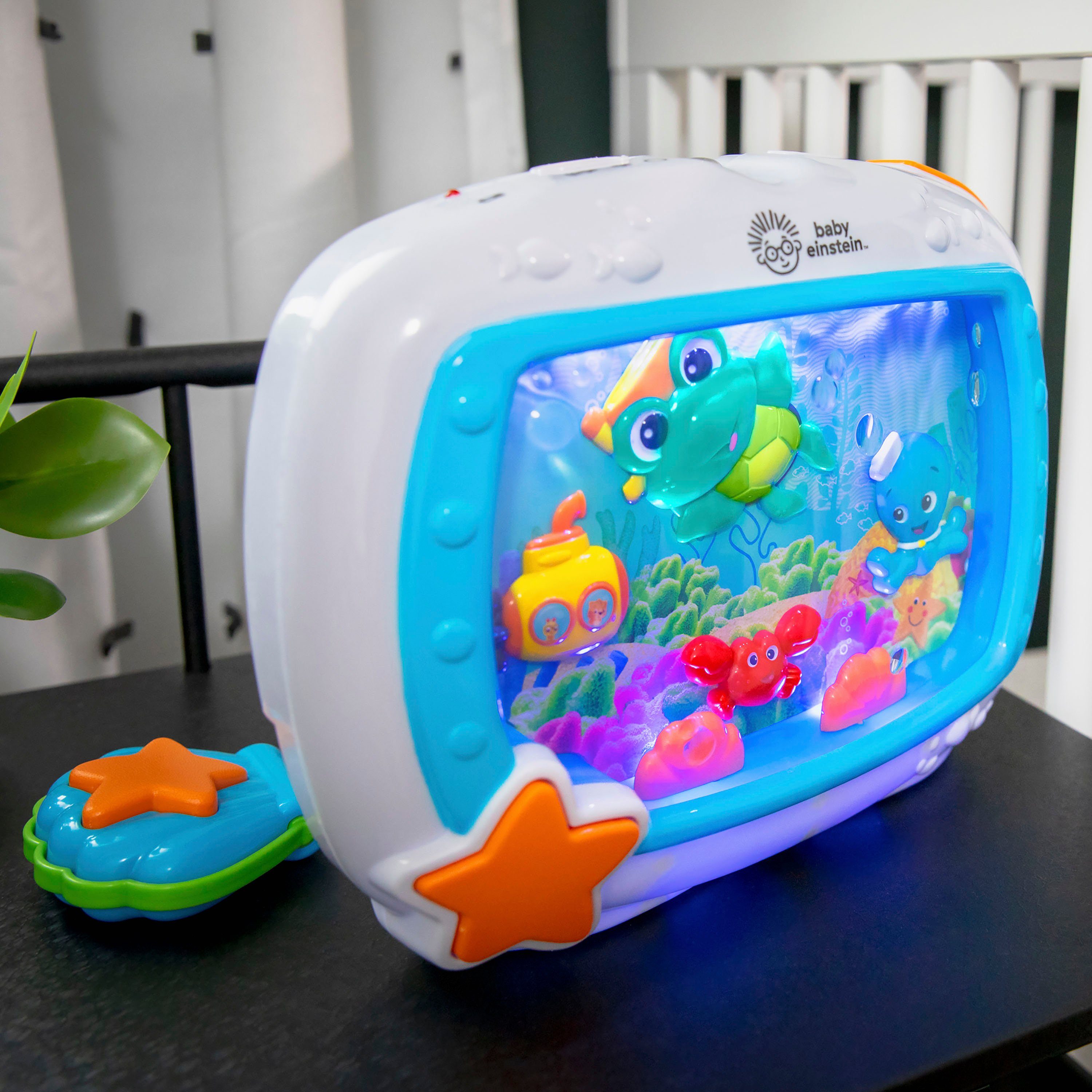 Baby Einstein Nachtlicht Schlummerlicht Sea Dreams, Einschlafhilfe, Fernbedienung, Infrarot inkl., Timerfunktion, LED fest integriert, blau, inklusive Fernbedie – Bild 3 von 5