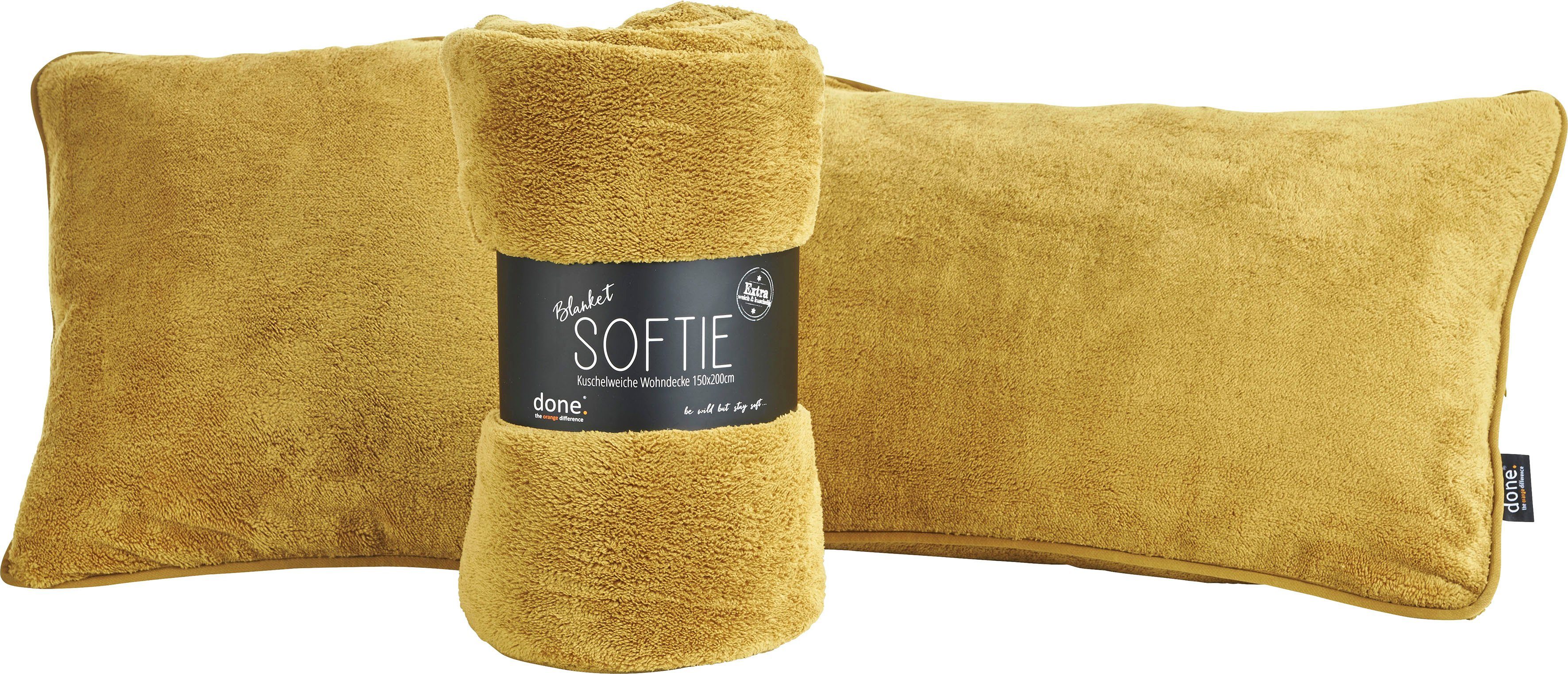 Wohndecke Softie, weiche Teddy-Stoff, goldfarben Extra aus Wohndecke done.®, Kuscheldecke softigem