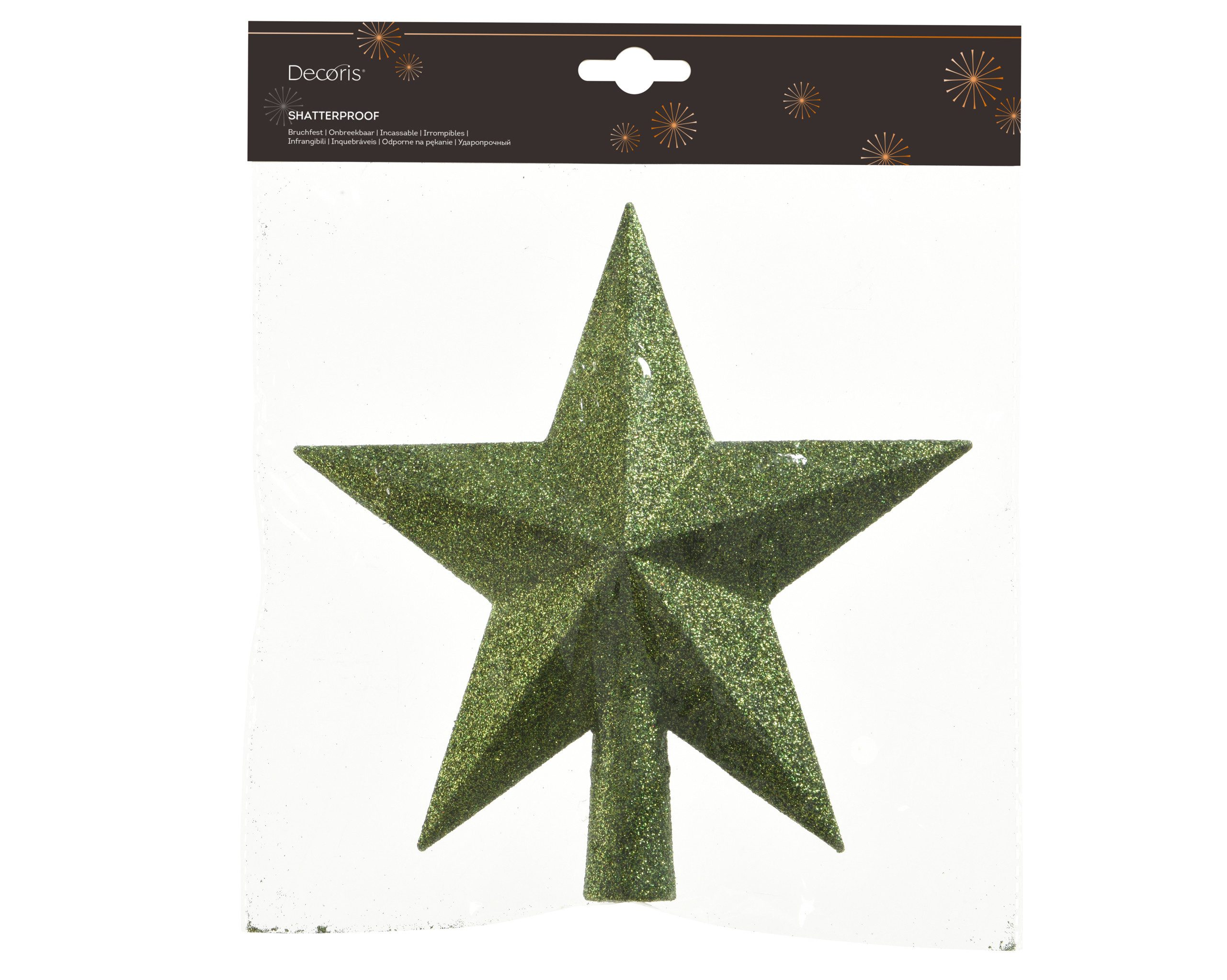 Kaemingk Christbaumspitze, Christbaumspitze Stern mit Glitzer 19cm Kunststoff, piniengrün