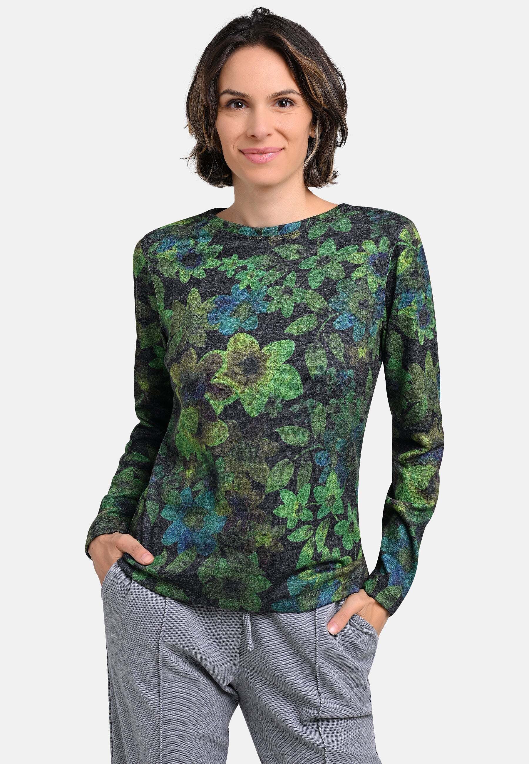 BICALLA T-Shirt Feinstrick-Shirt mit Blüten-Print in günstig online kaufen