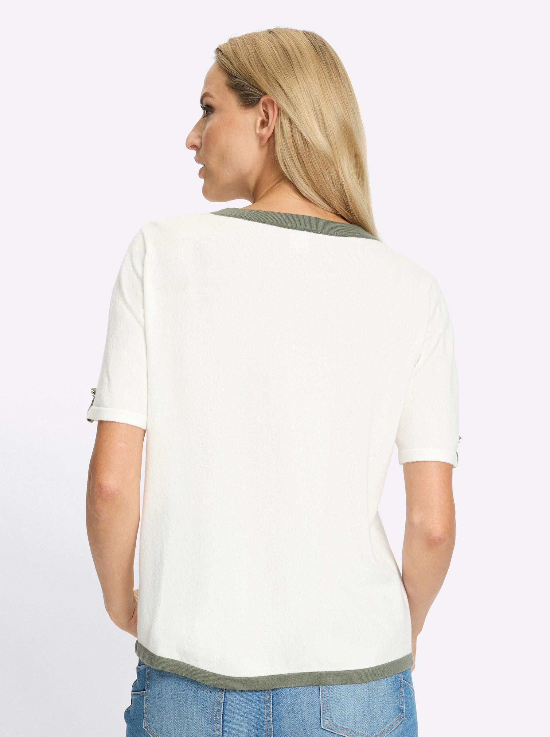 heine Strickpullover Pullover Kurzarm Feinstrick