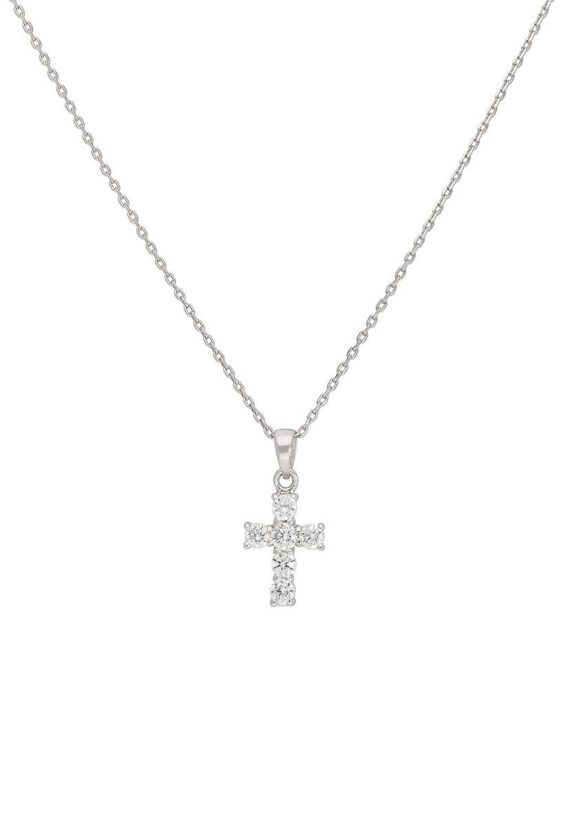 Firetti Kette mit Anhänger Schmuck Geschenk Silber 925 Halsschmuck Halskette Ankerkette Kreuz, mit Zirkonia (synth)