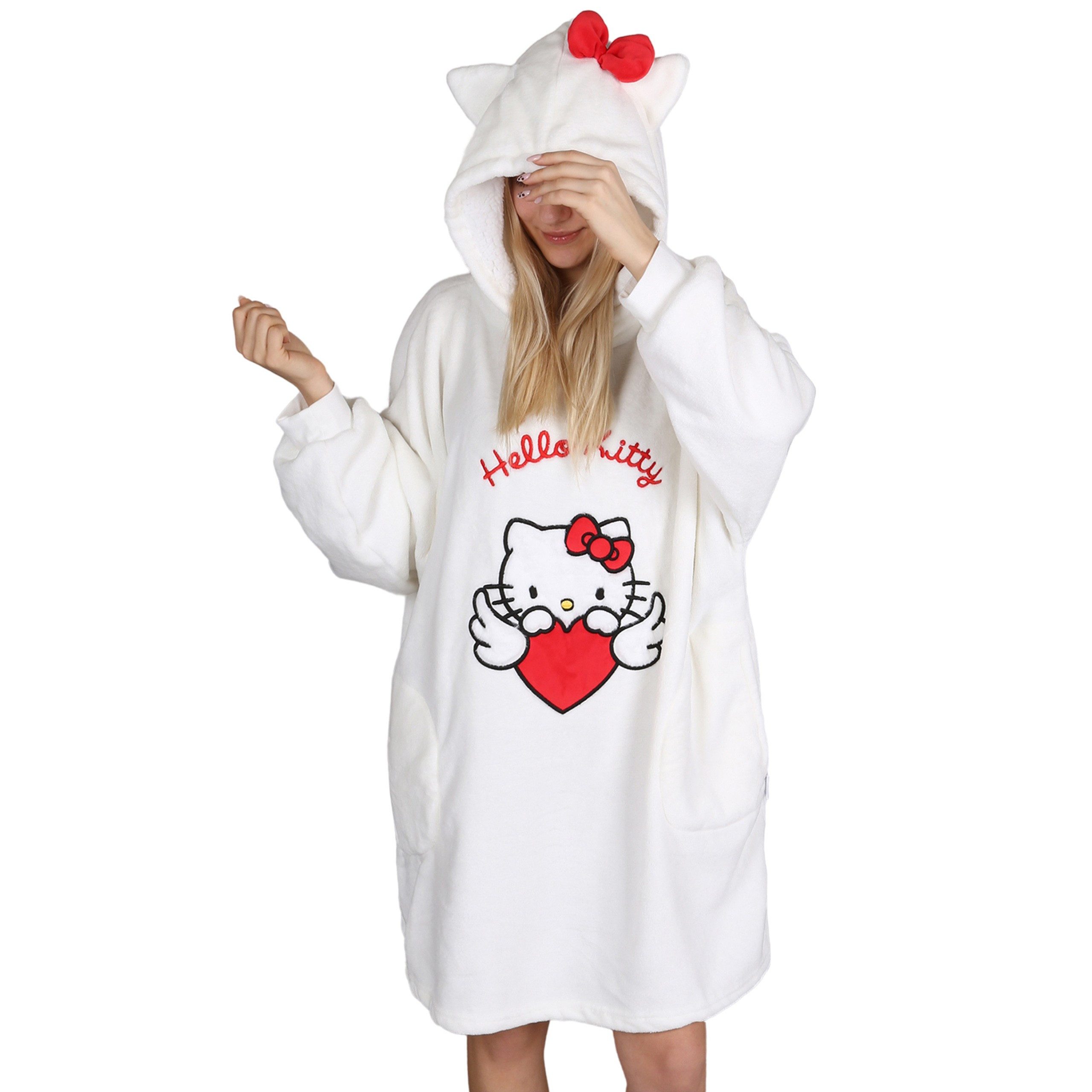 Sarcia.eu Damenbademantel Hello Kitty Weiß, Damen Kapuzen Sweatshirt/Mantel günstig online kaufen